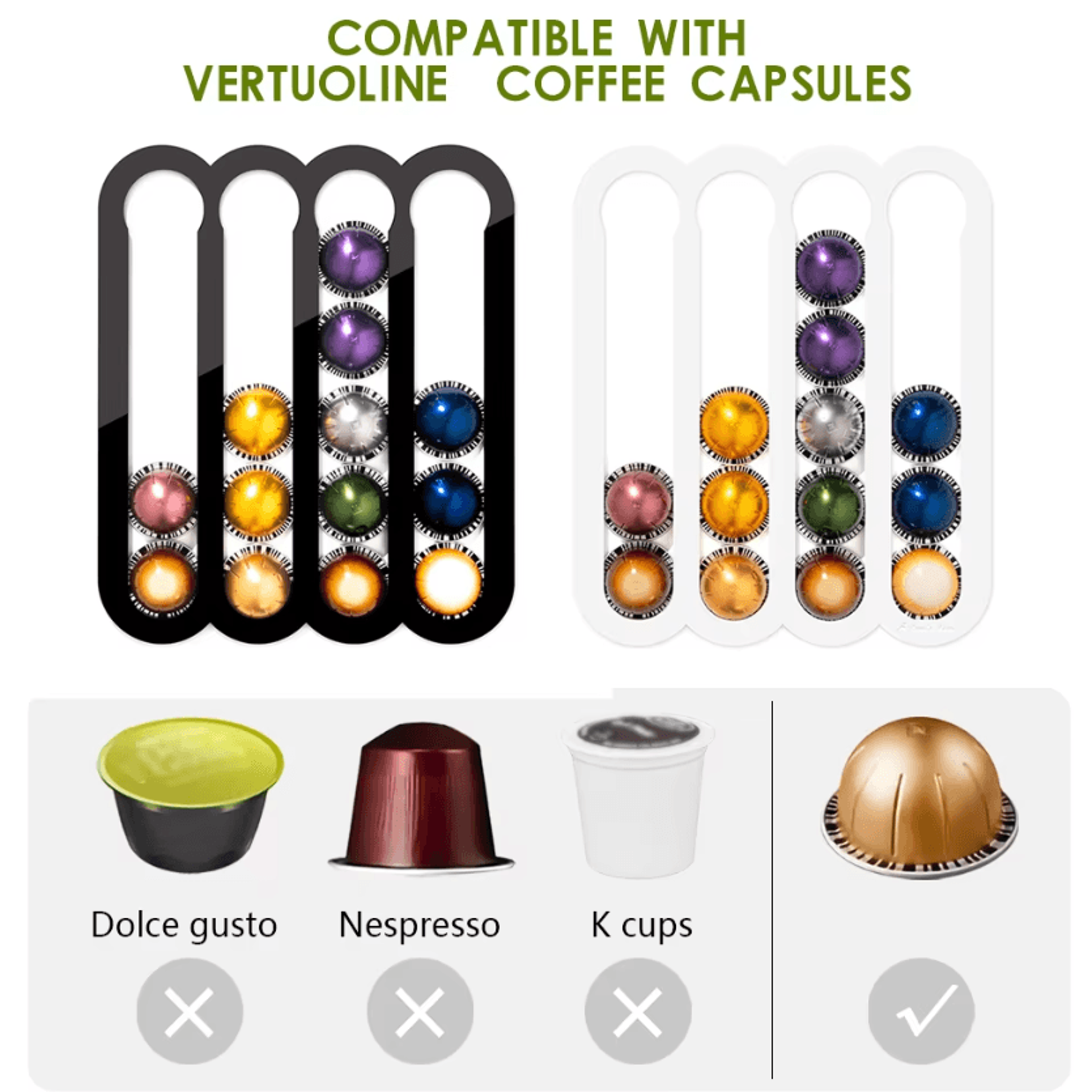 acrylic coffee pod organizer for vertuo capsules – space-saving countertop holder