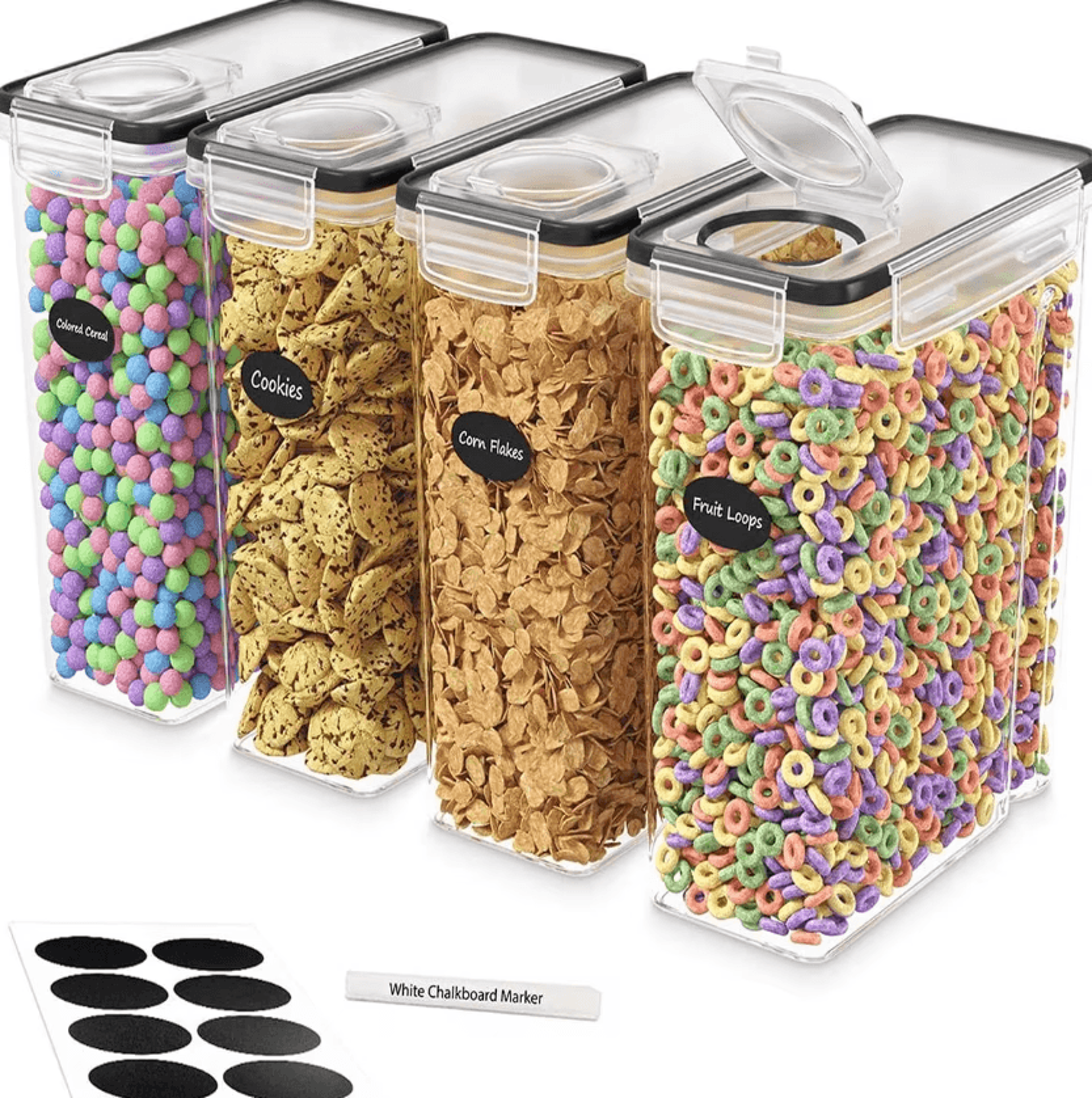 4-piece airtight rice & cereal storage container set – easy-pour pantry organizers