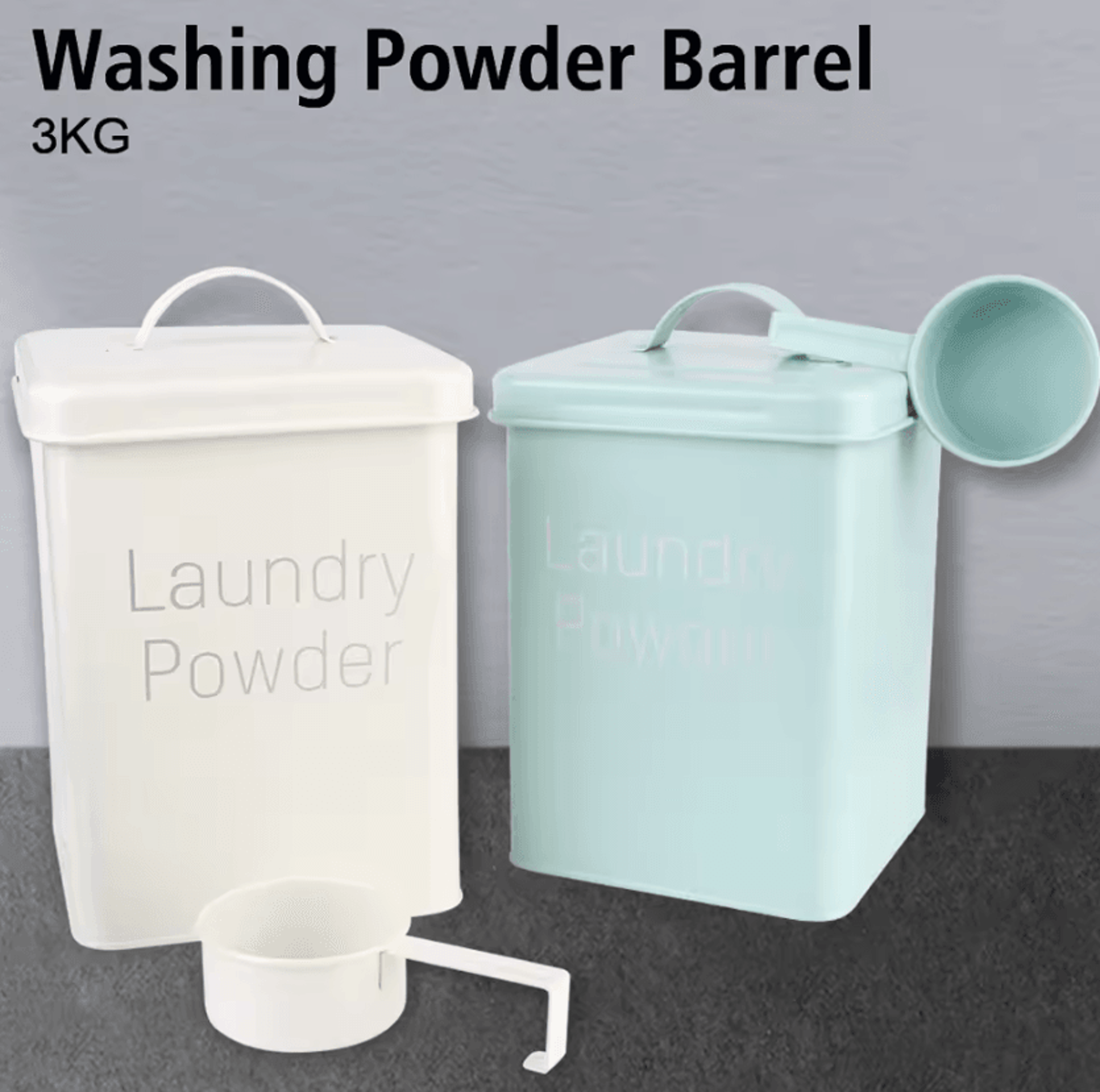 3kg airtight laundry detergent & grain storage container – measuring cup storage bin