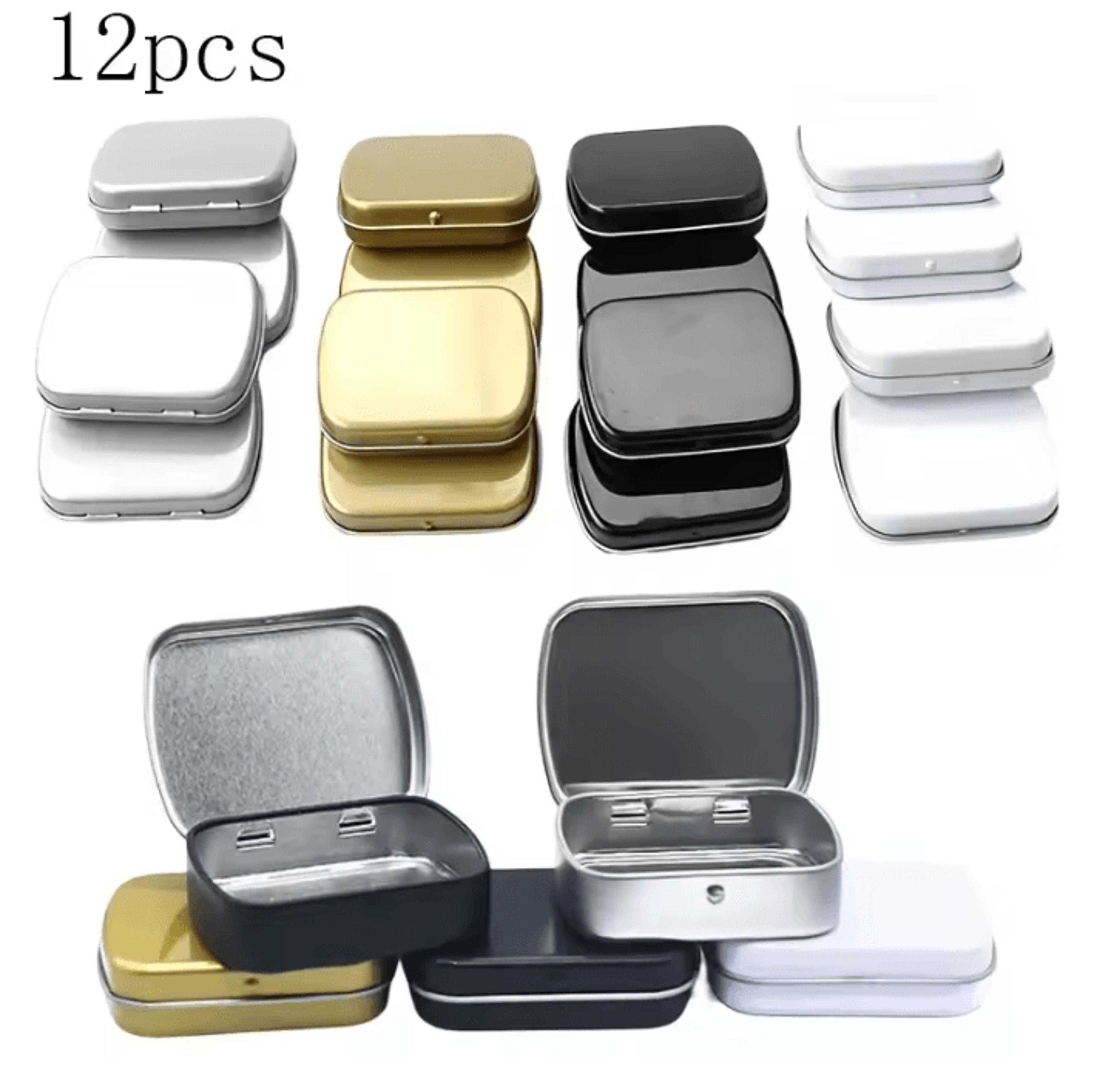 12-piece mini metal storage tin set – portable jewelry, candy & gift organizer boxes