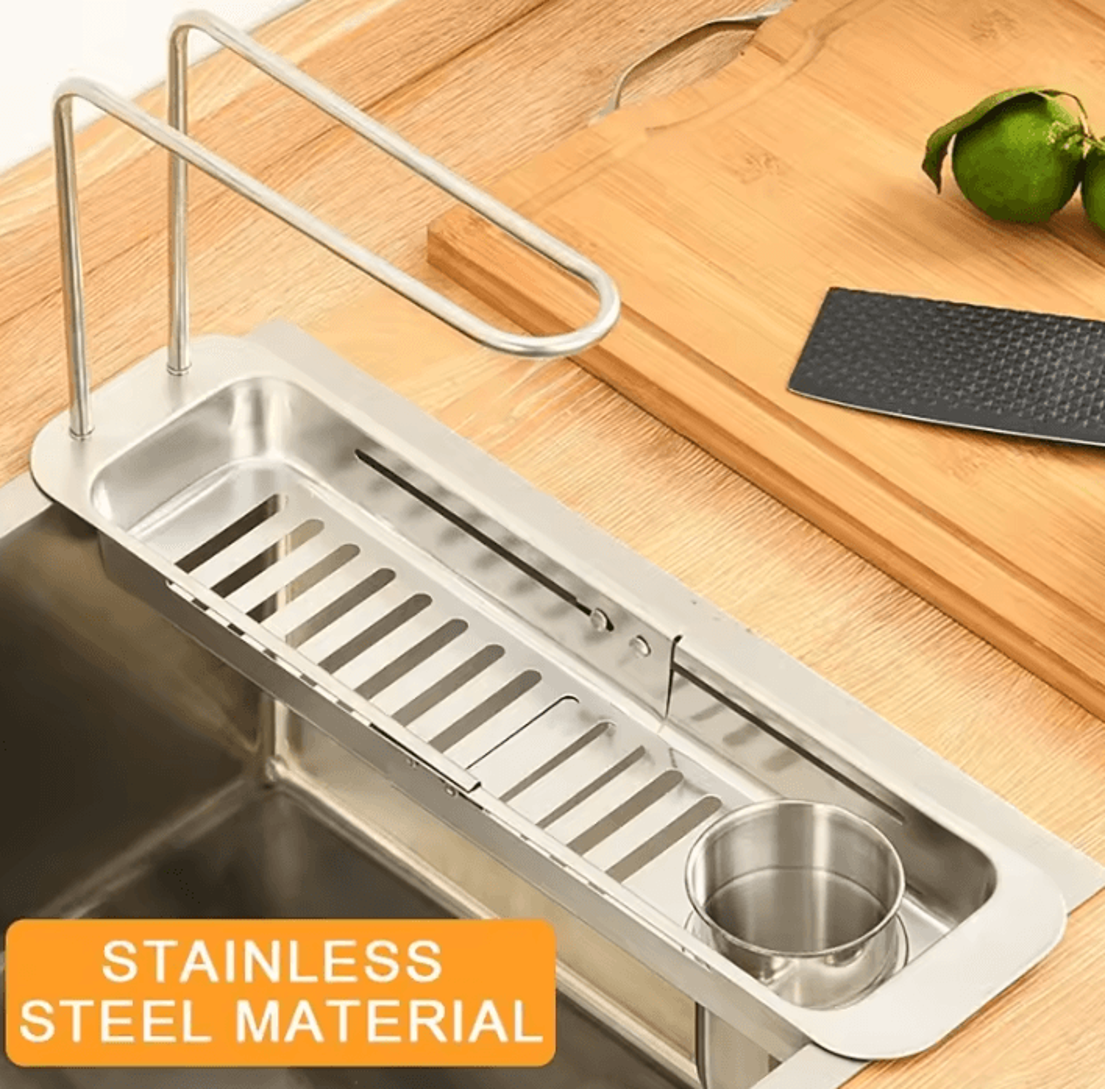adjustable telescopic sink organizer rack – faucet storage shelf for sponges & towels