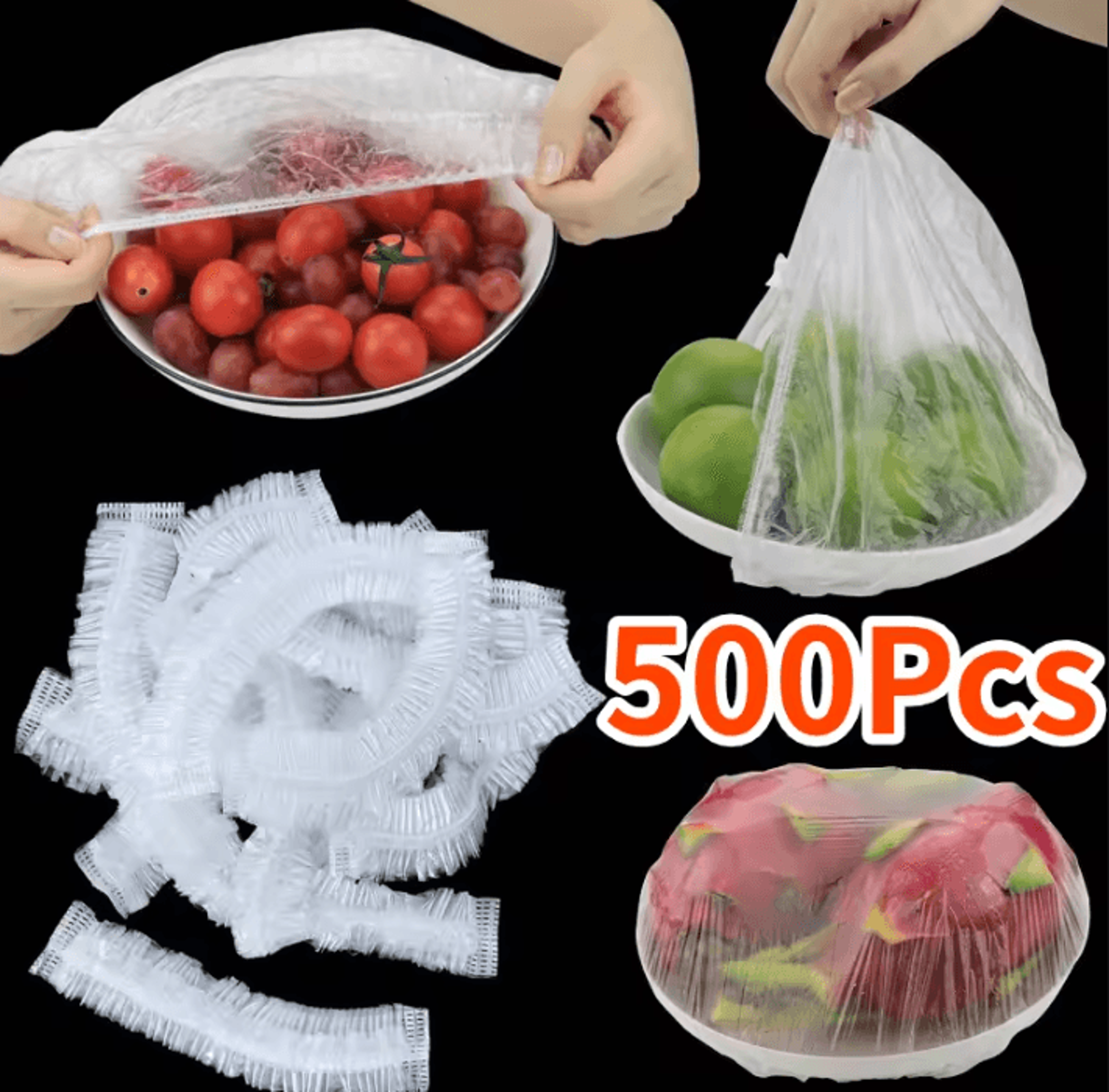 100-piece disposable elastic food covers – stretch bowl & plate covers for fresh food storage