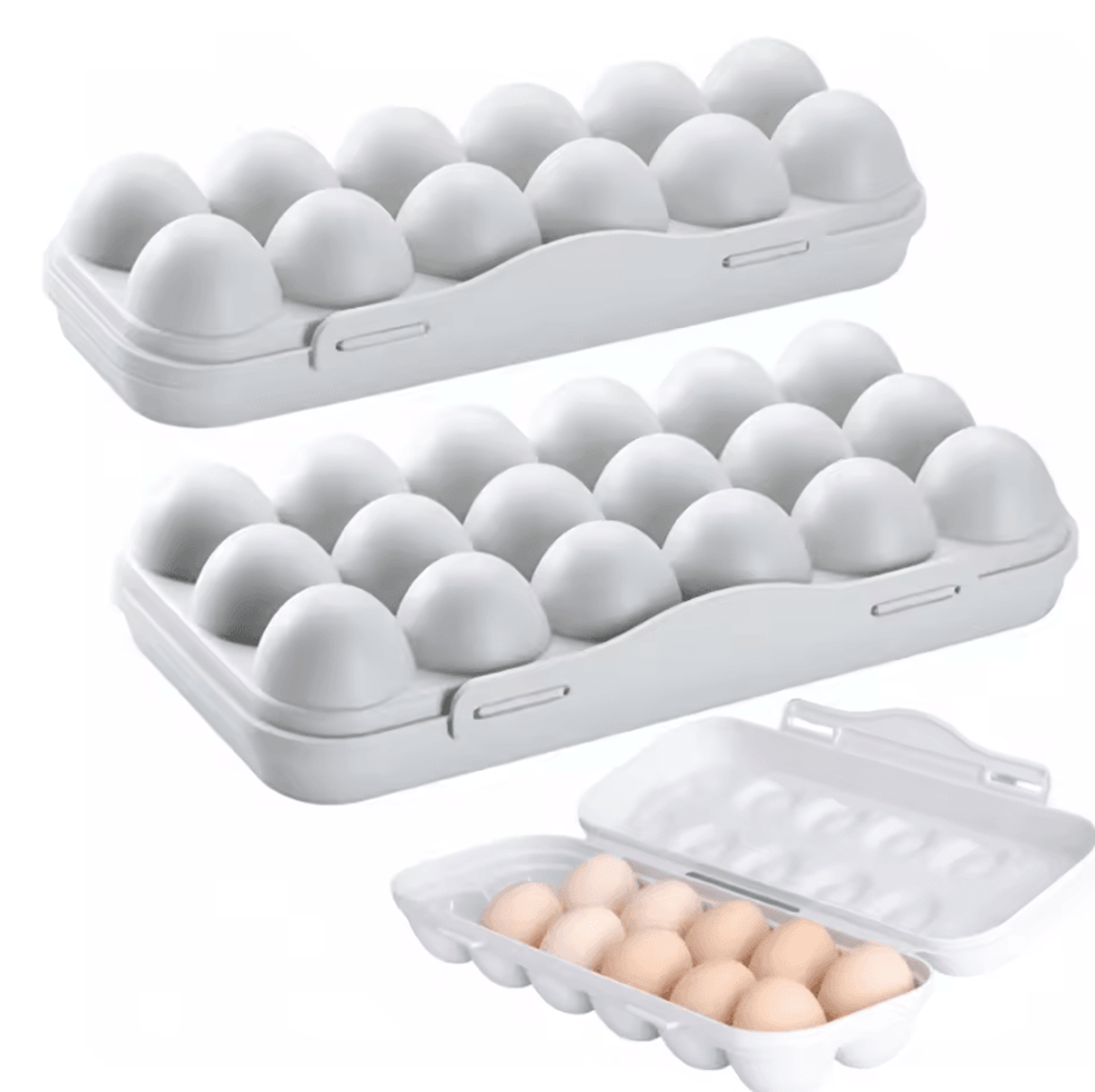 portable egg storage box – 12/18 grid shockproof refrigerator egg organizer