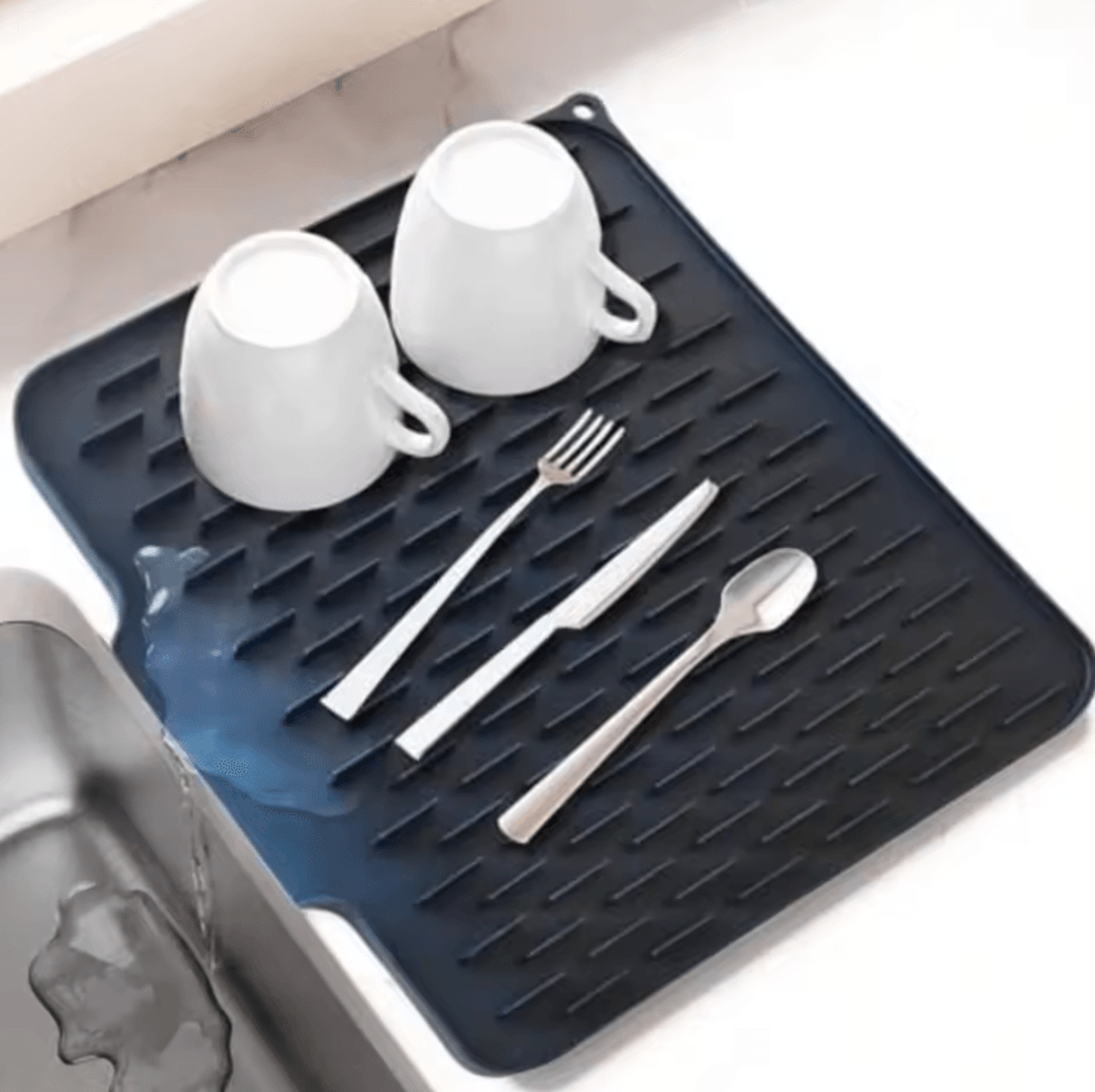 large silicone dish drying mat with drainage design & heat-resistant protection