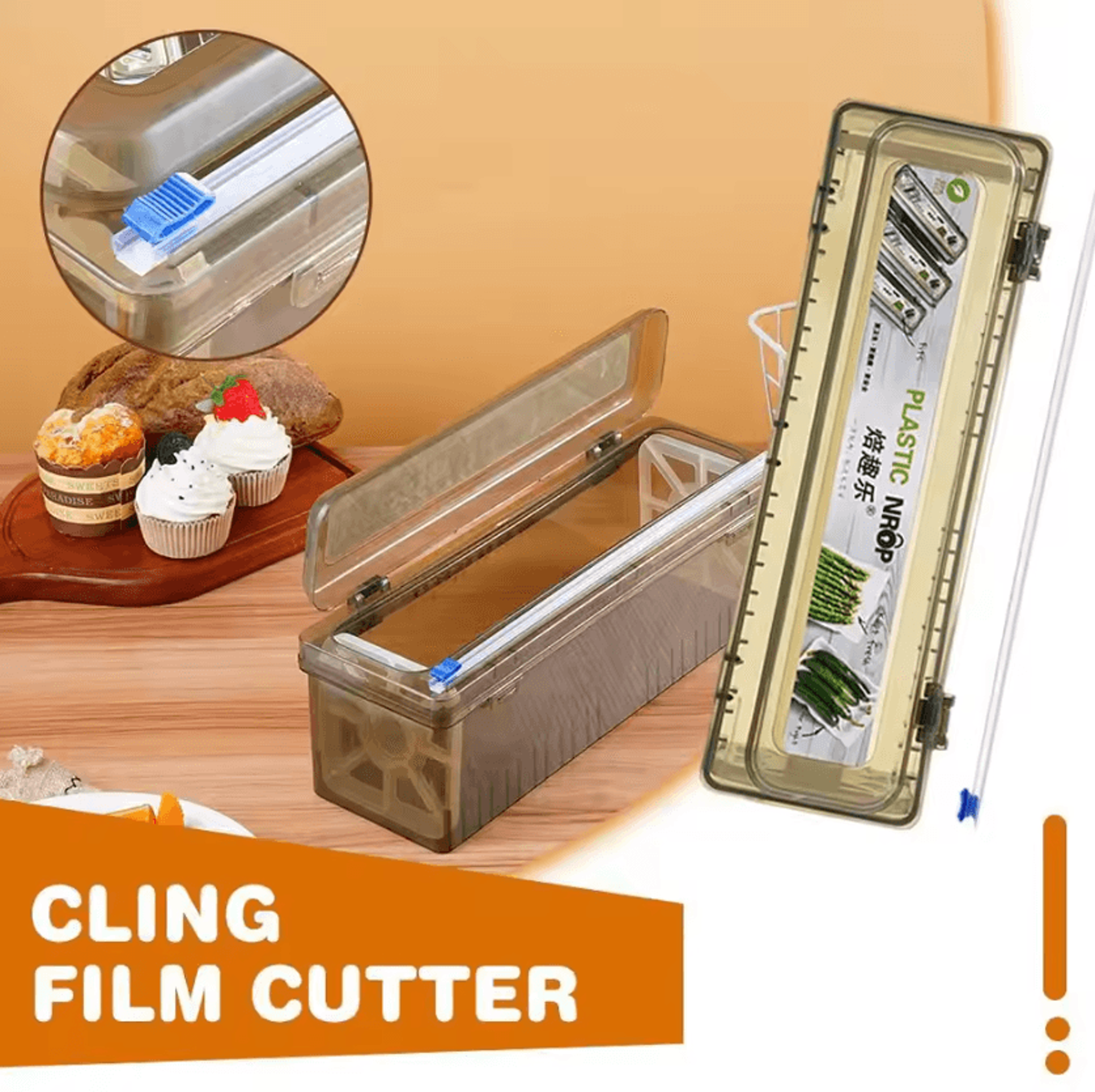 2-in-1 cling film & aluminum foil dispenser with built-in cutter