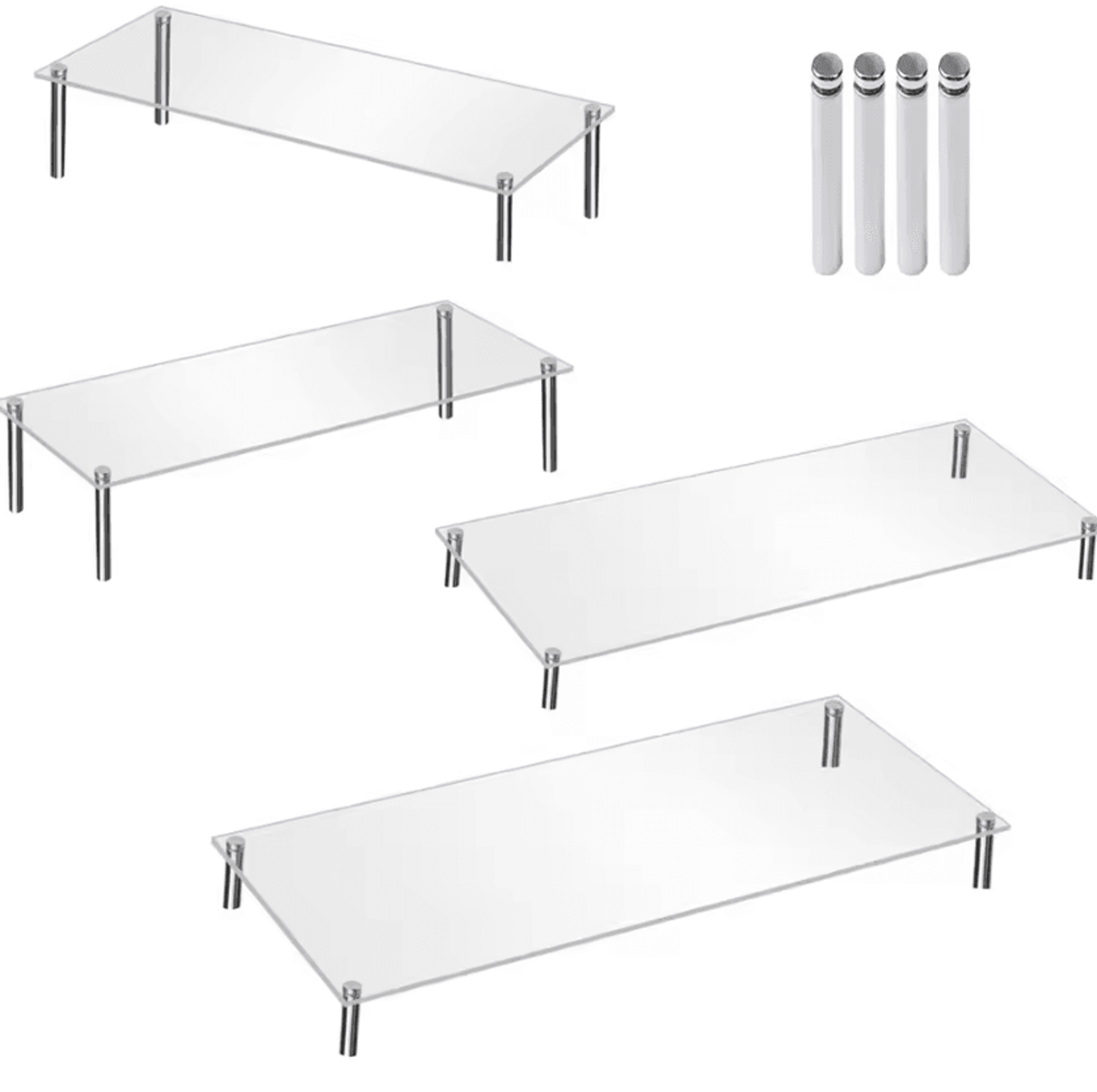 clear acrylic display riser stand with stainless steel support