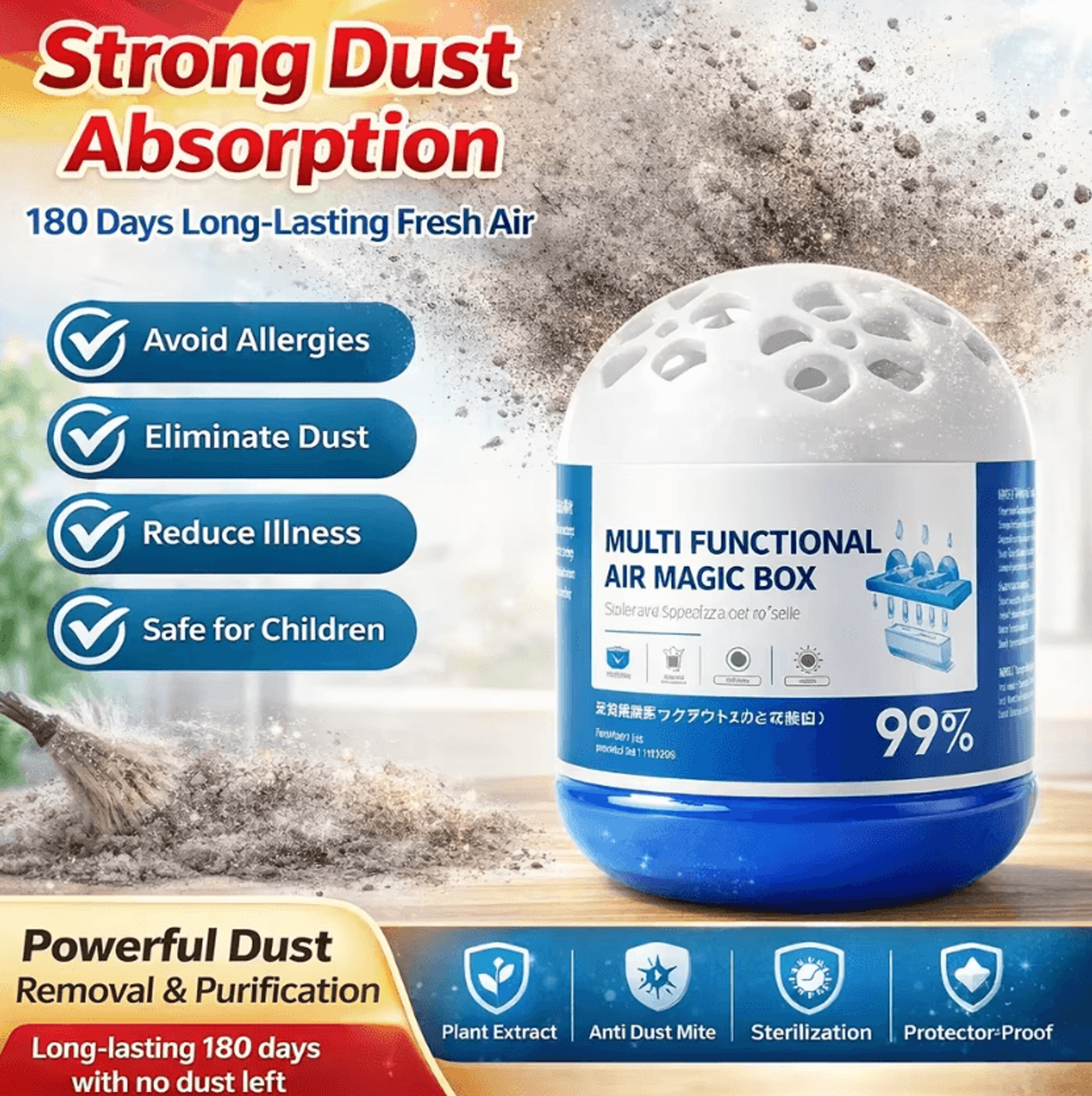 automatic dust removal box for indoor air purification & dust collection