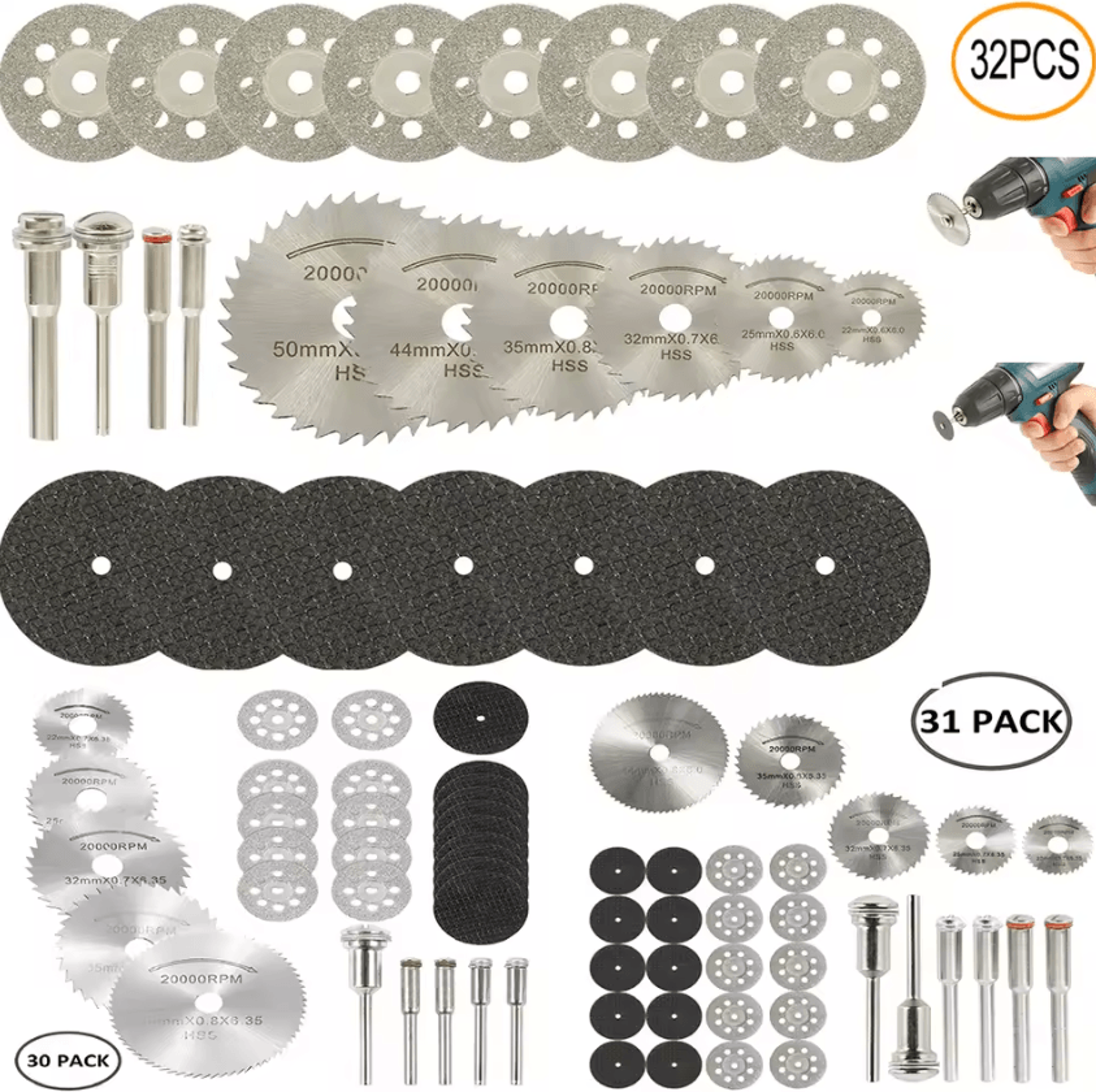 mini rotary tool saw blade & cutting disc set for diy crafting and precision cutting