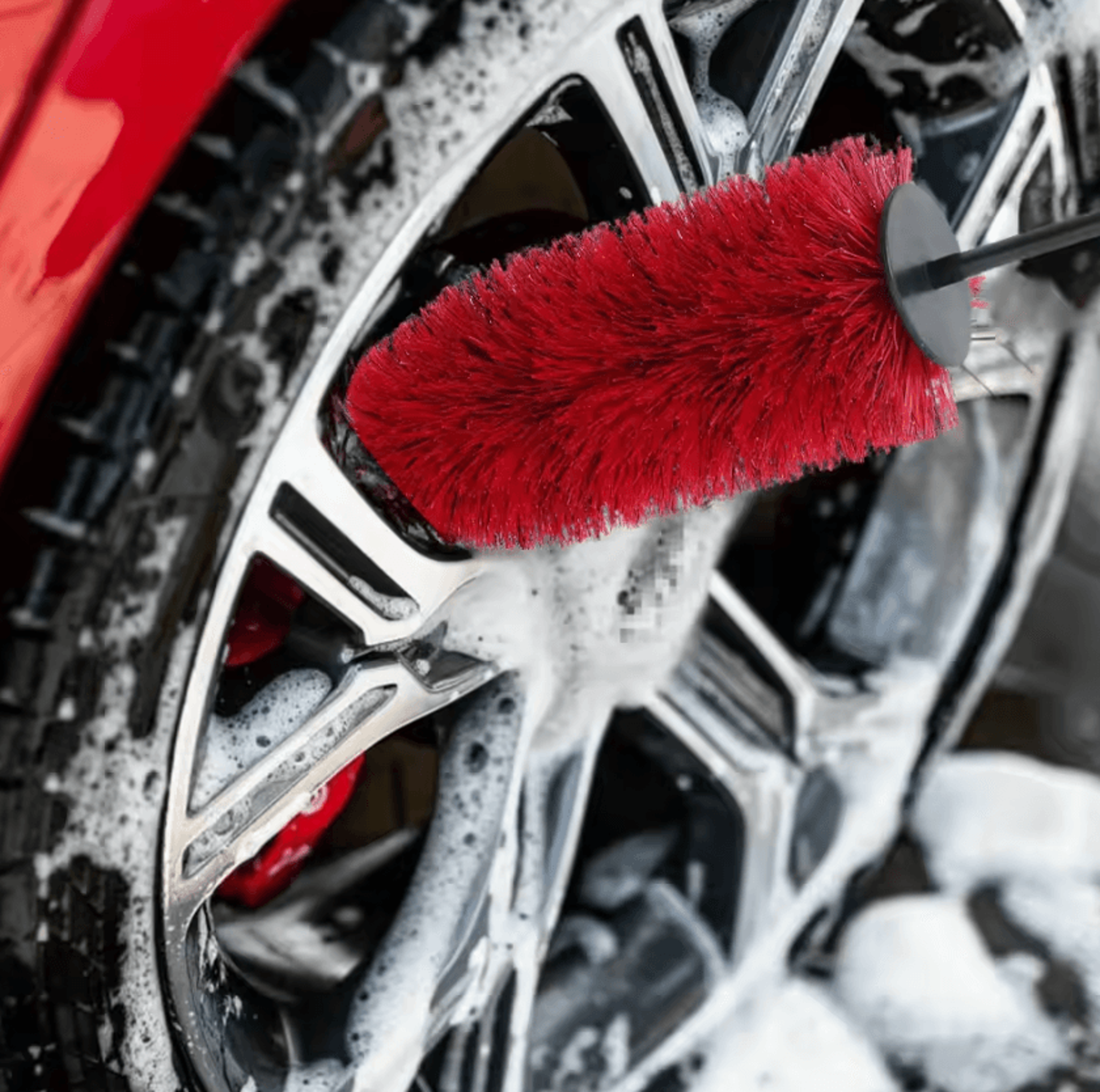long reach wheel & rim cleaning brush for scratch-free car detailing