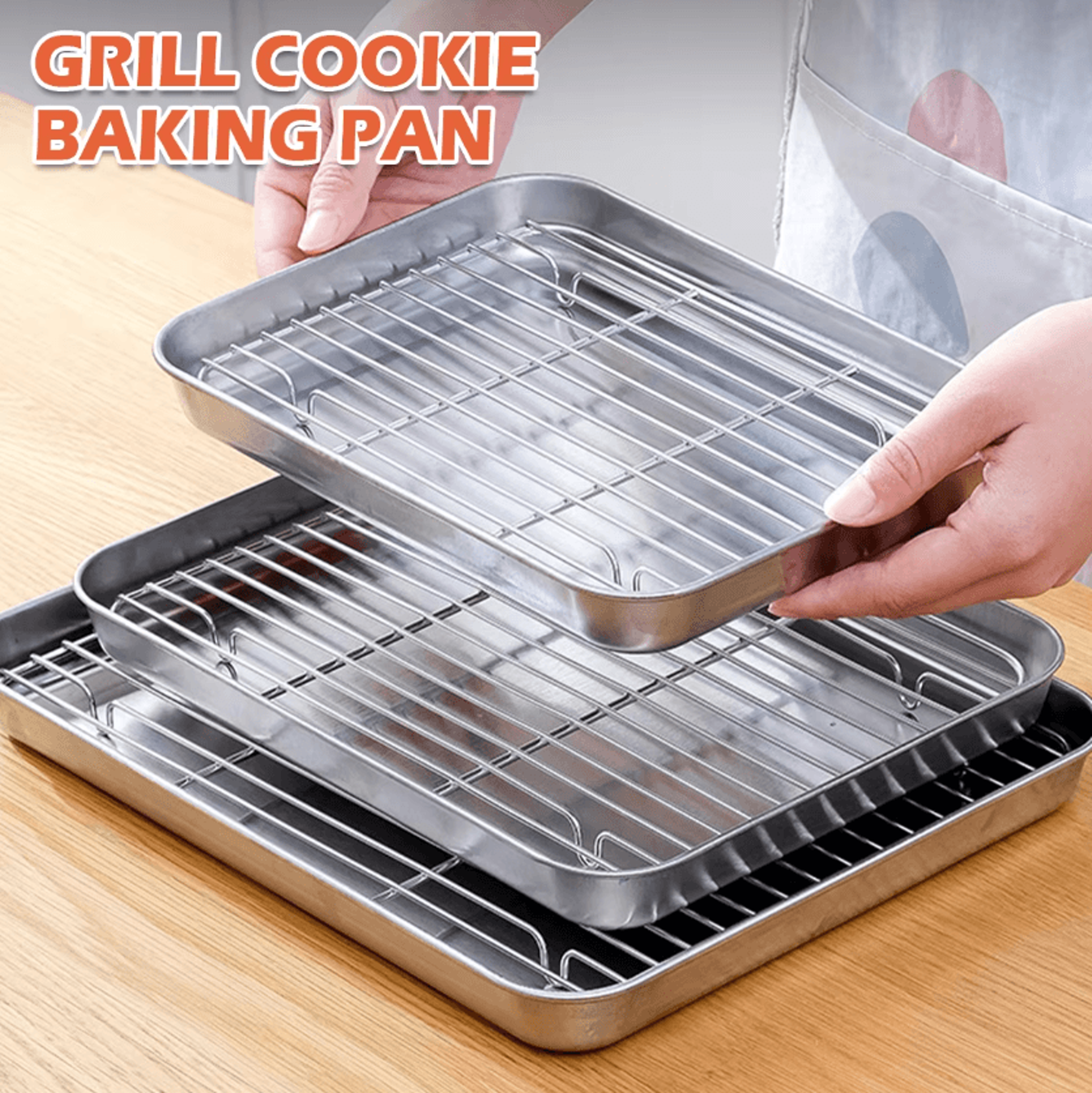 stainless steel baking sheet & cooling rack set for roasting, baking & grilling