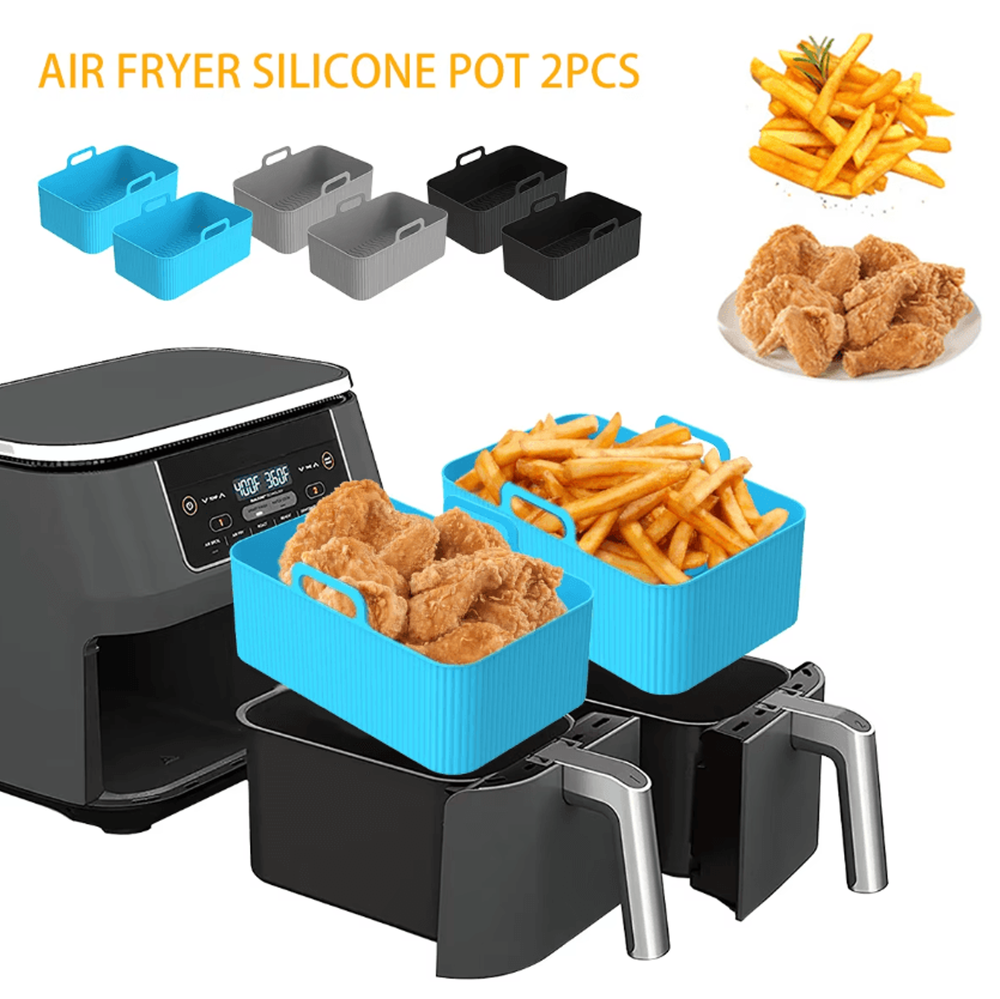 reusable silicone air fryer liners set for easy & mess-free cooking