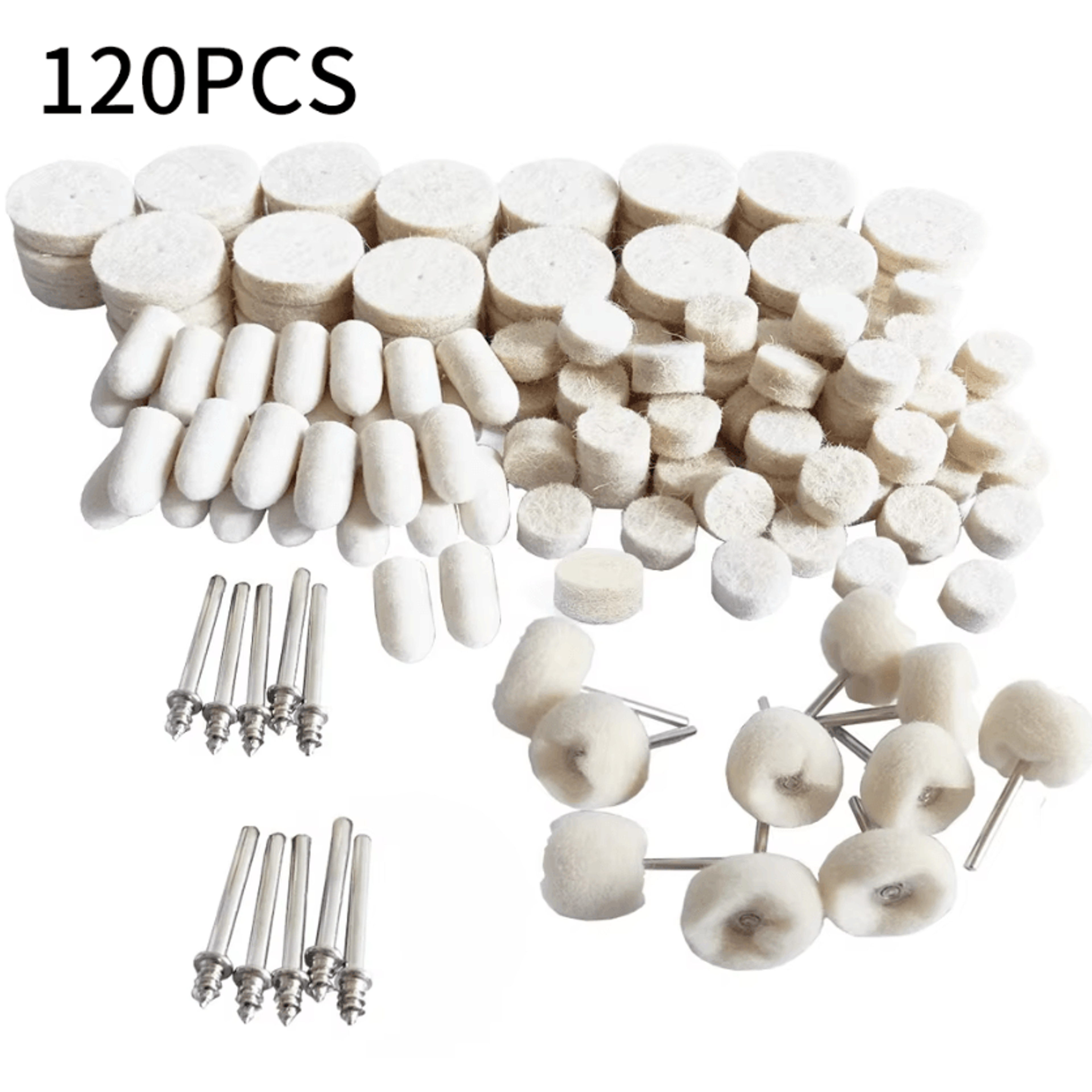 120-piece wool felt polishing wheel kit for dremel & rotary tools