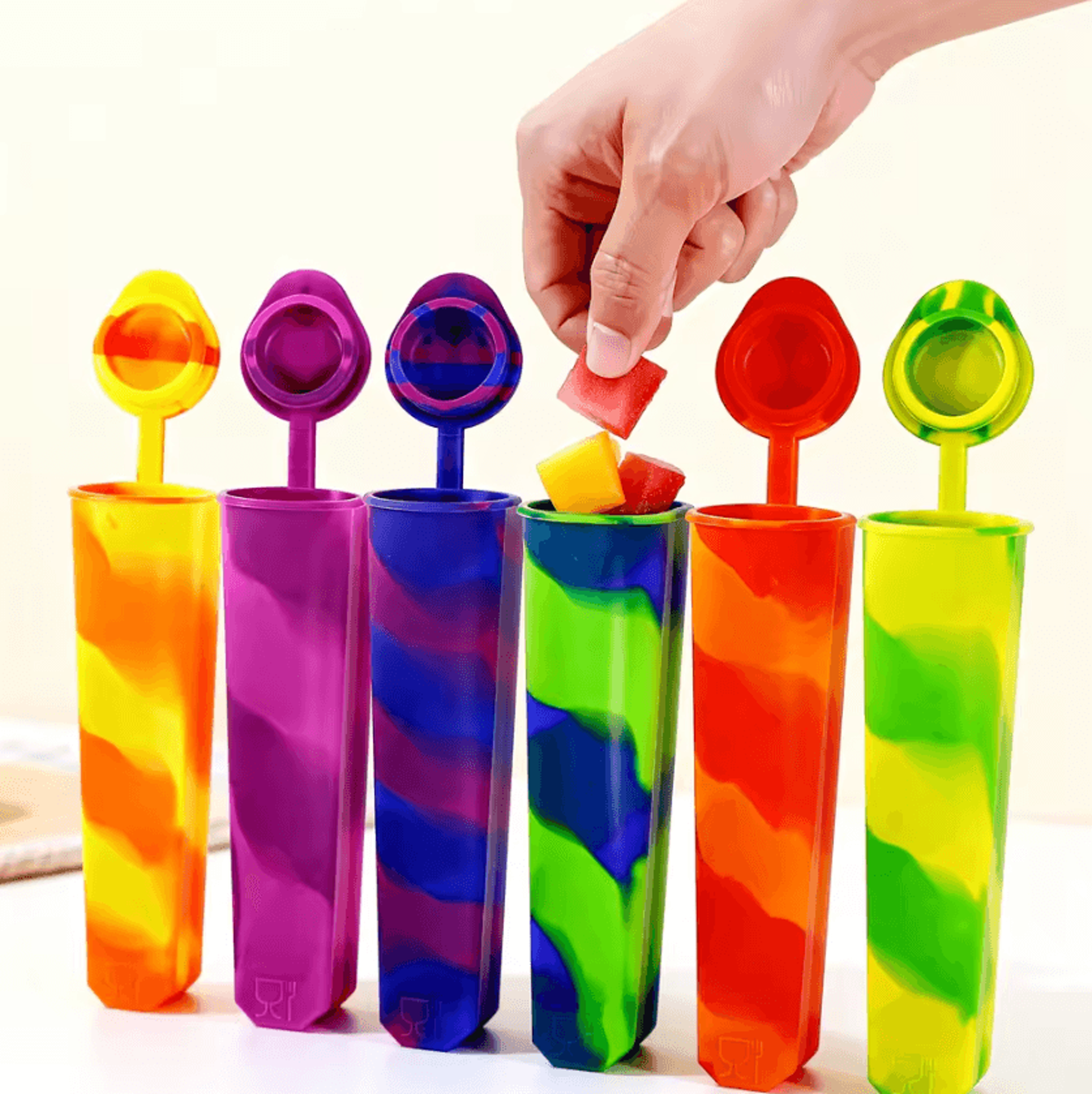 6-piece silicone popsicle mold set for homemade frozen treats
