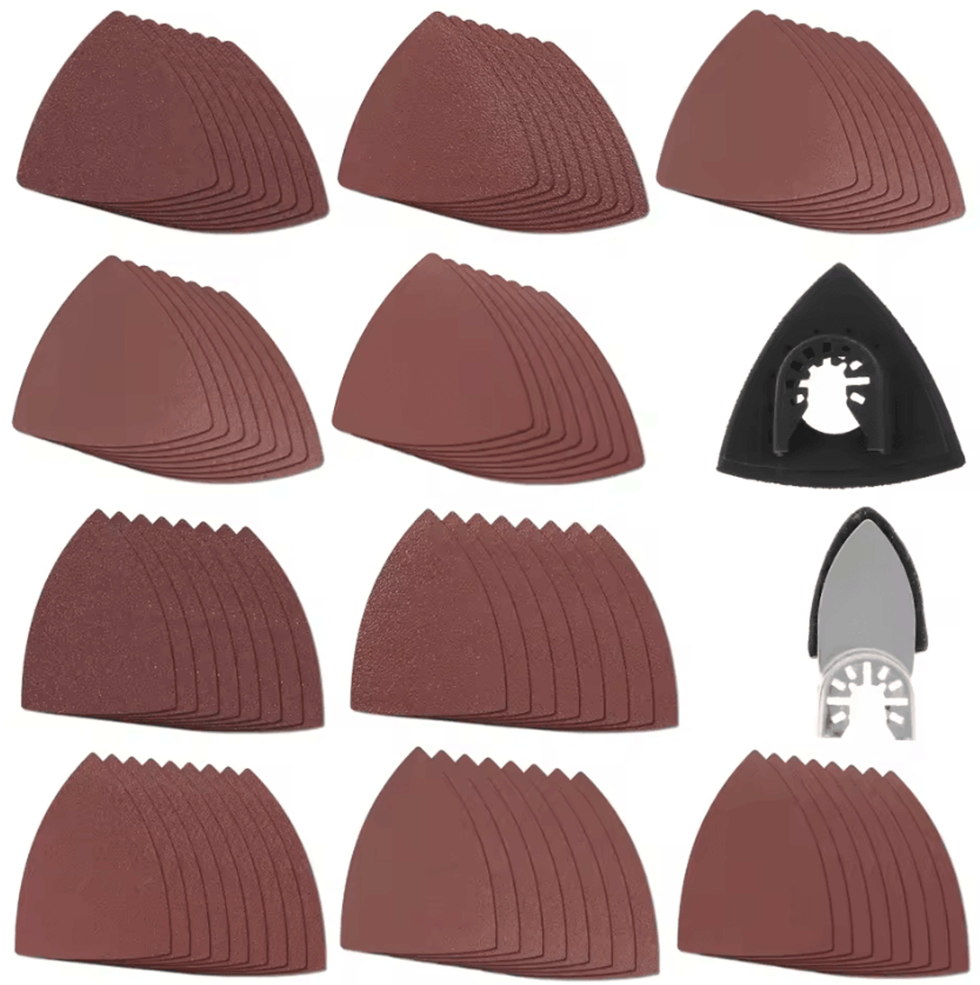 82-piece multi-tool sanding pad set for woodworking, finishing & surface preparation