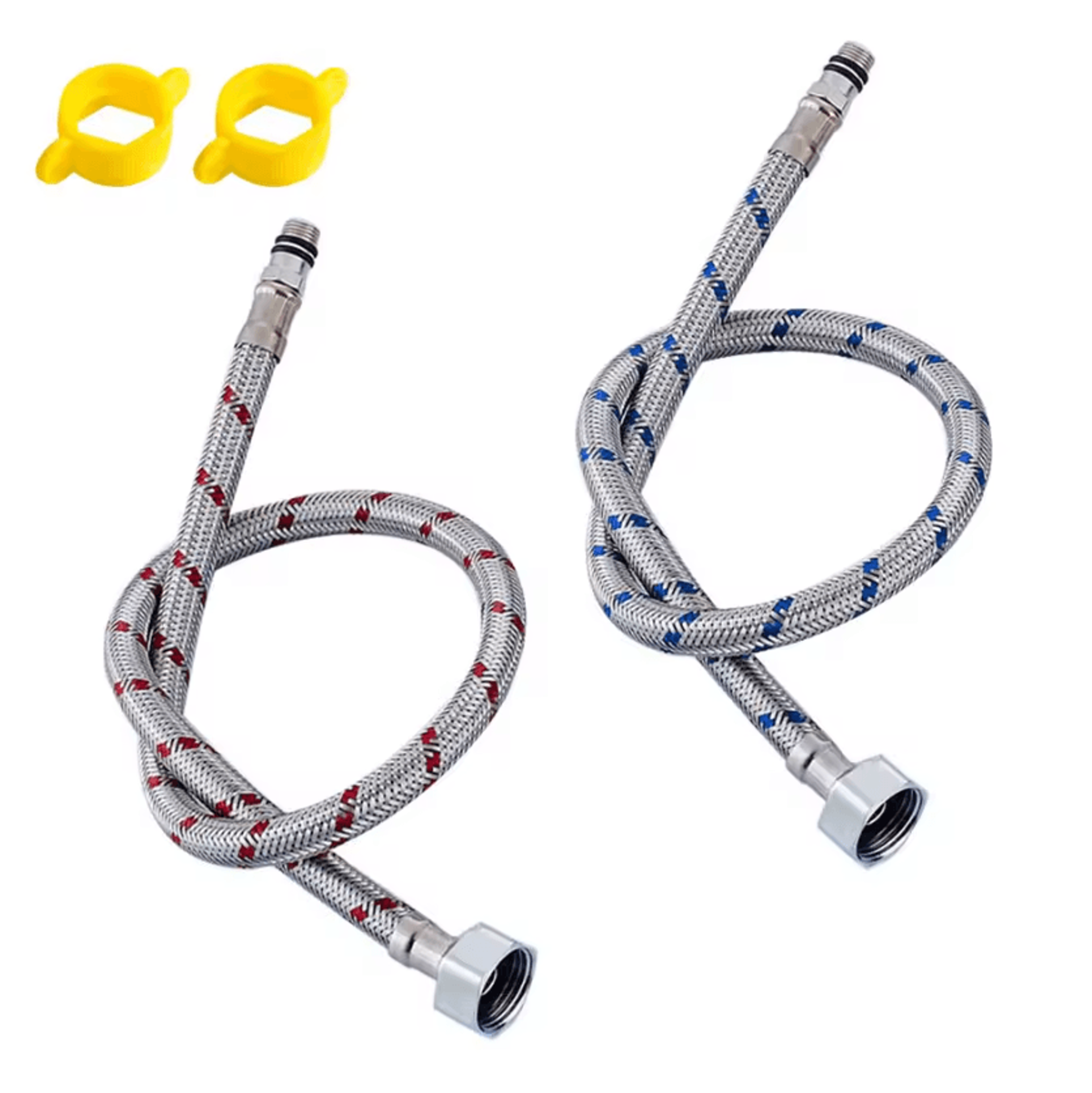 stainless steel flexible faucet supply hoses for hot & cold water connections