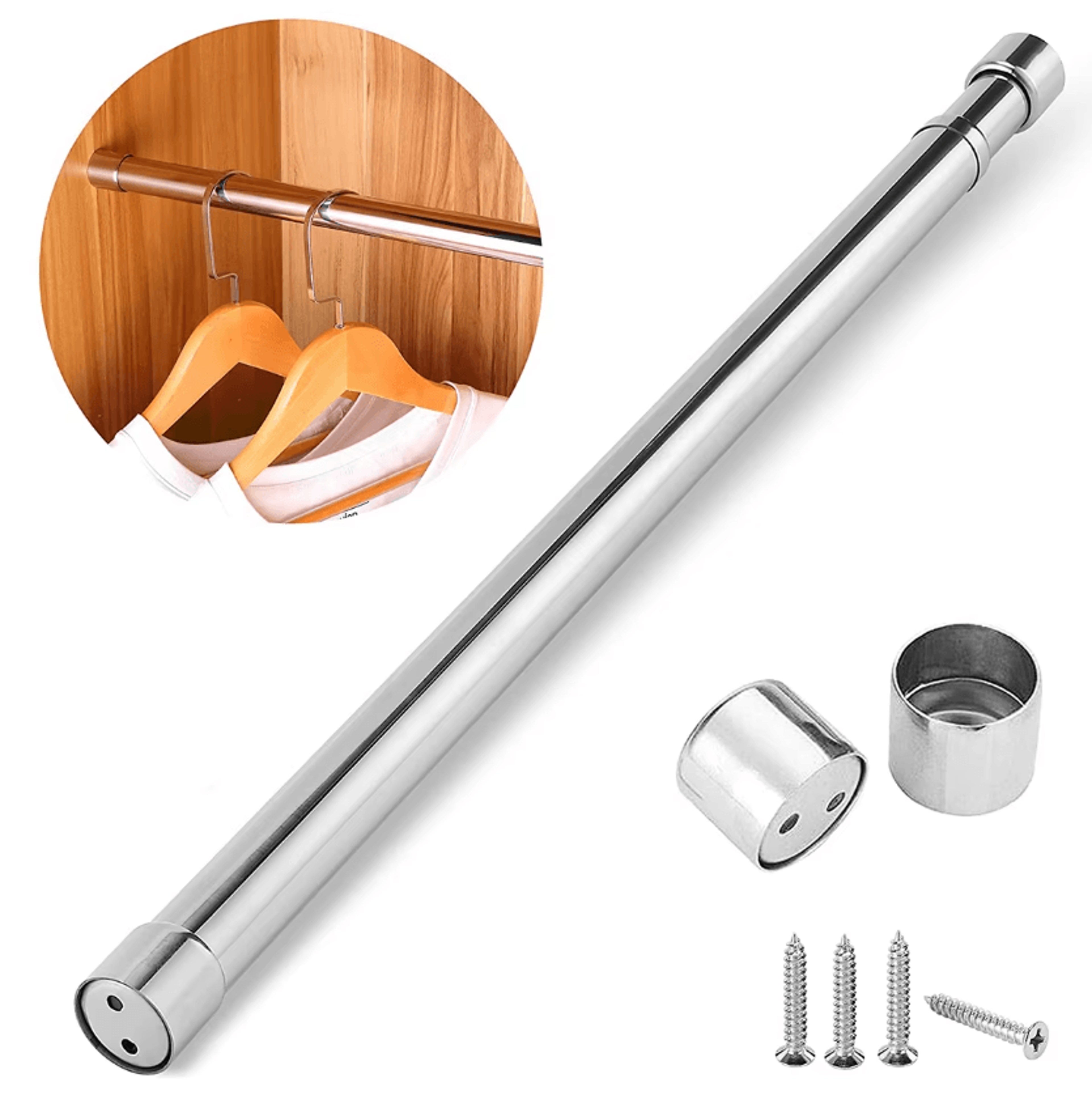 adjustable stainless steel closet rod for wardrobes & hanging storage