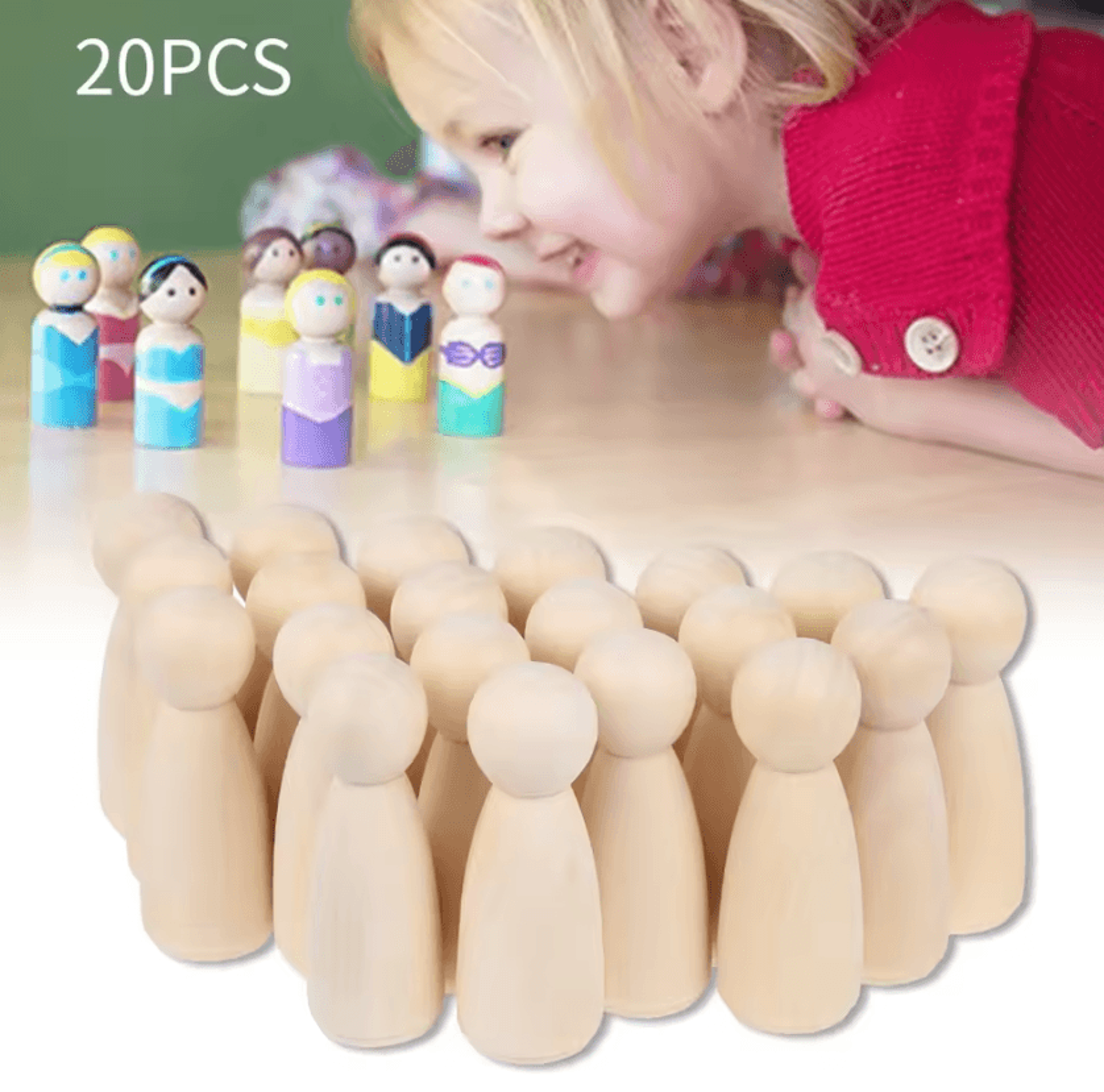 20-pack wooden peg dolls unfinished peg doll bodies for diy crafts & painting