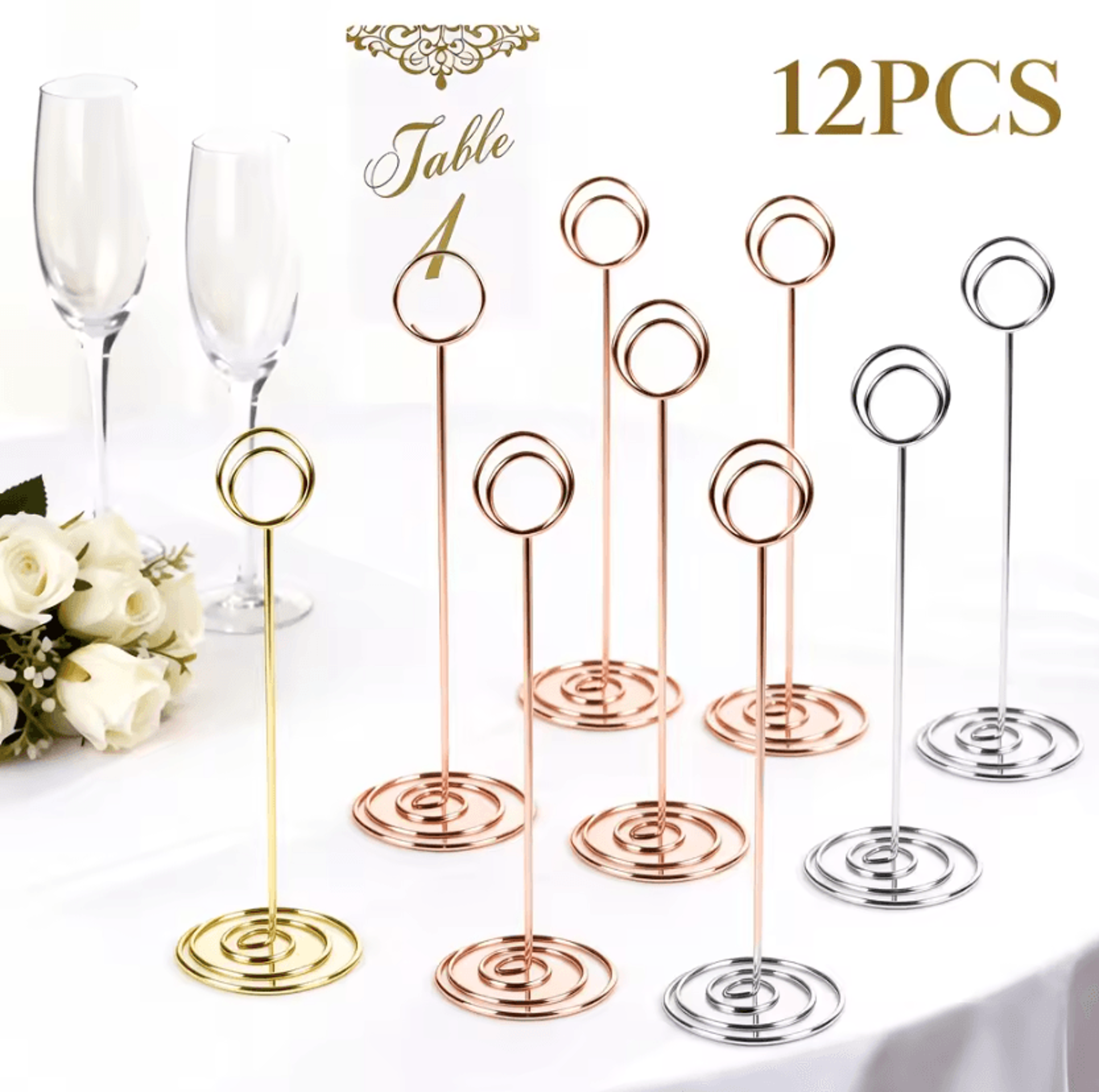 elegant 12-piece table number holders metal place card holders for weddings & events