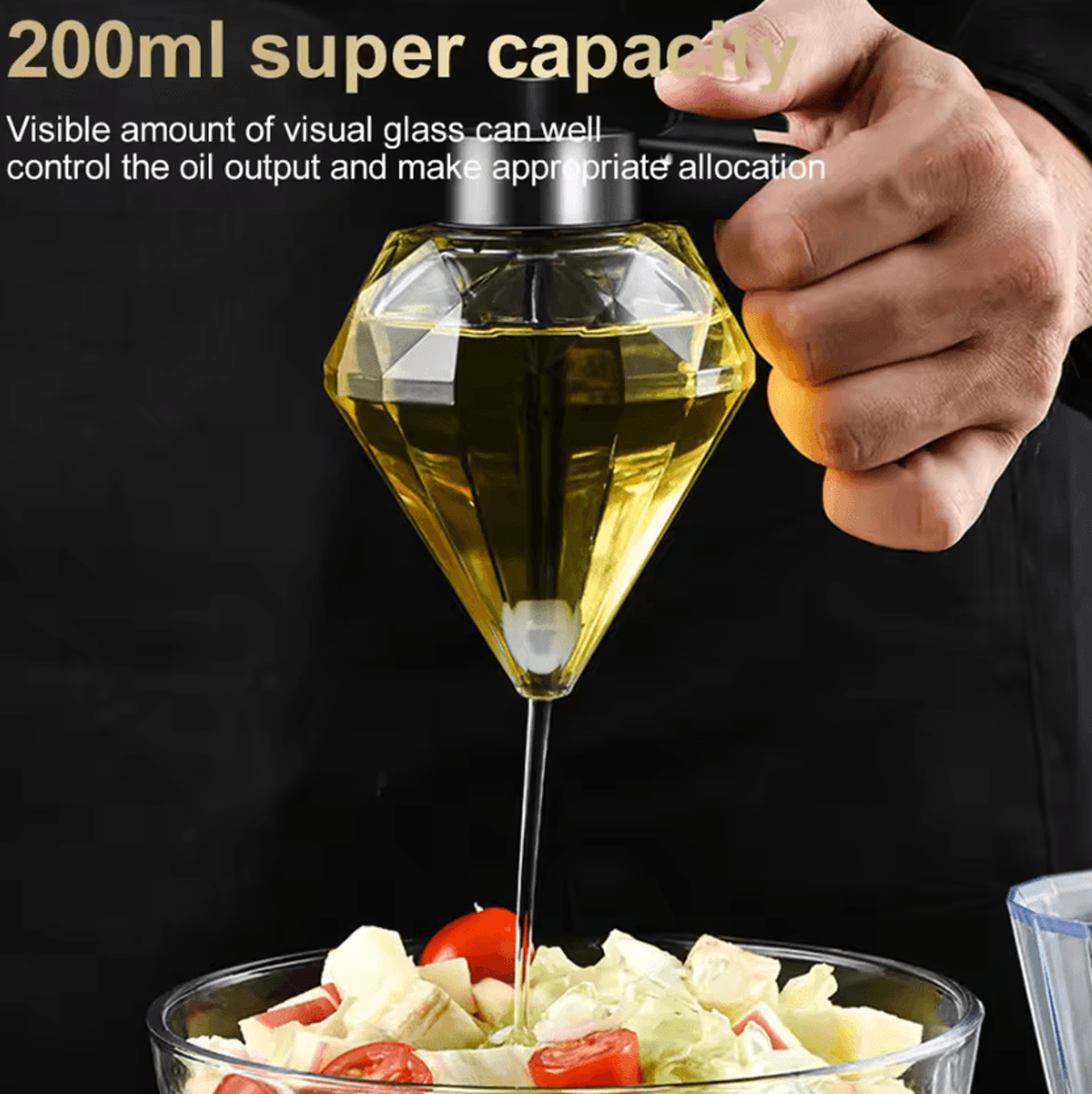 200ml glass honey dispenser diamond oil dispenser bottle for honey, oil & sauces