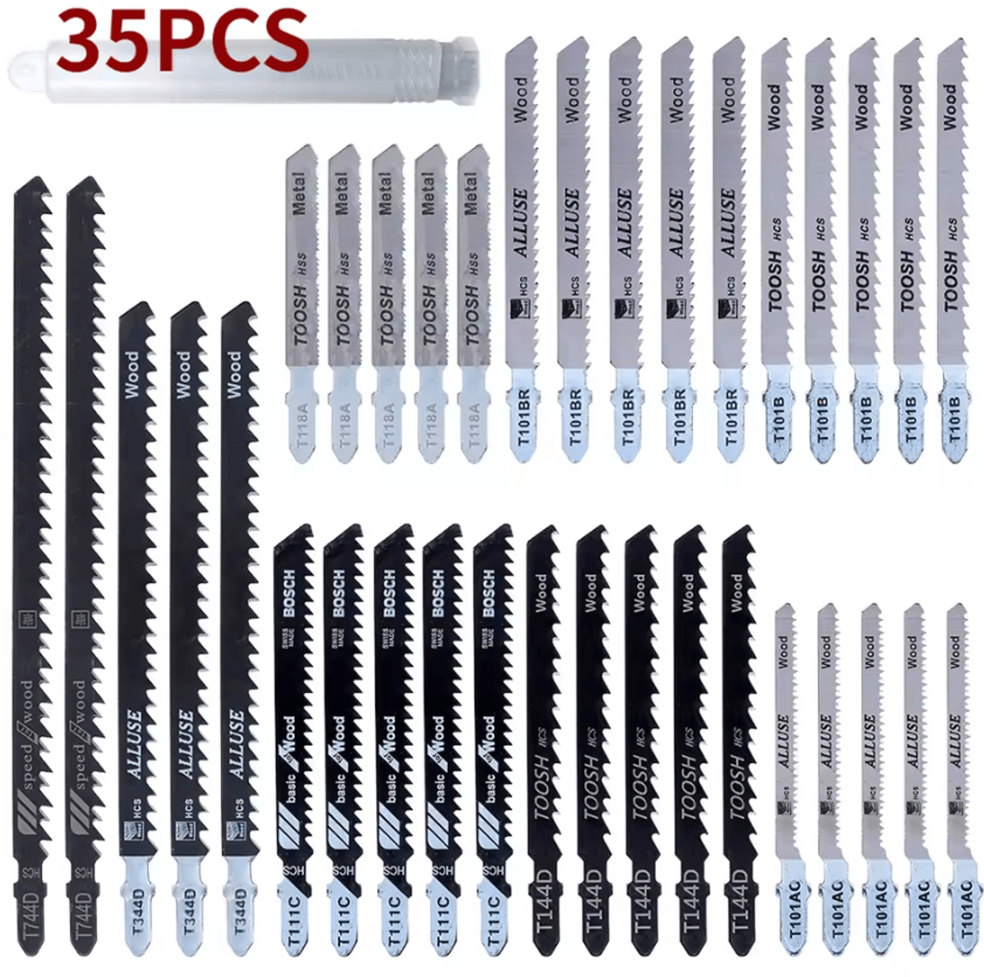 professional 35/40-piece jigsaw blade set wood cutting jigsaw blades for wood, plastic & metal