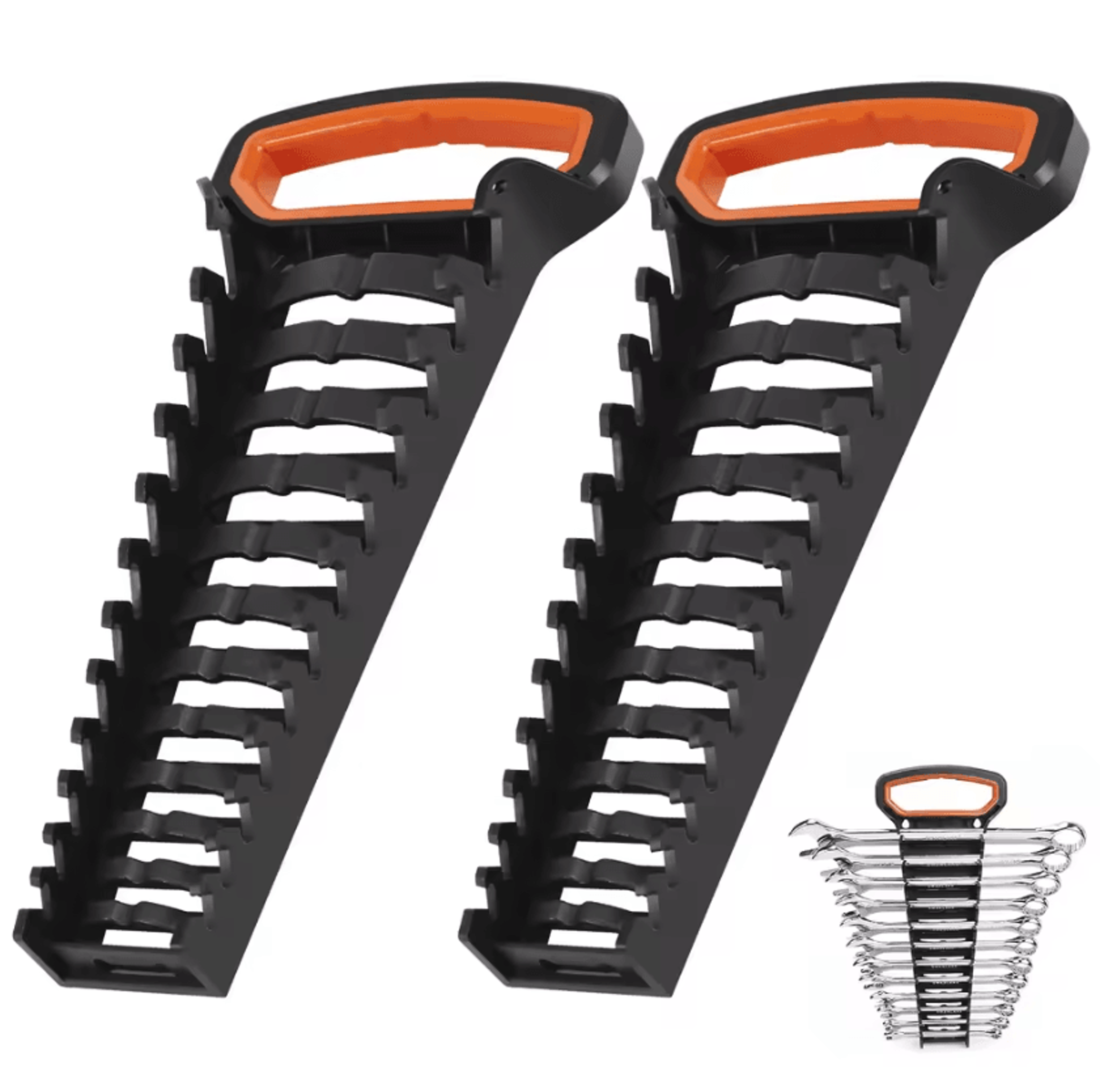 heavy-duty 2-piece wrench organizer tray wrench storage holder for metric & sae wrenches
