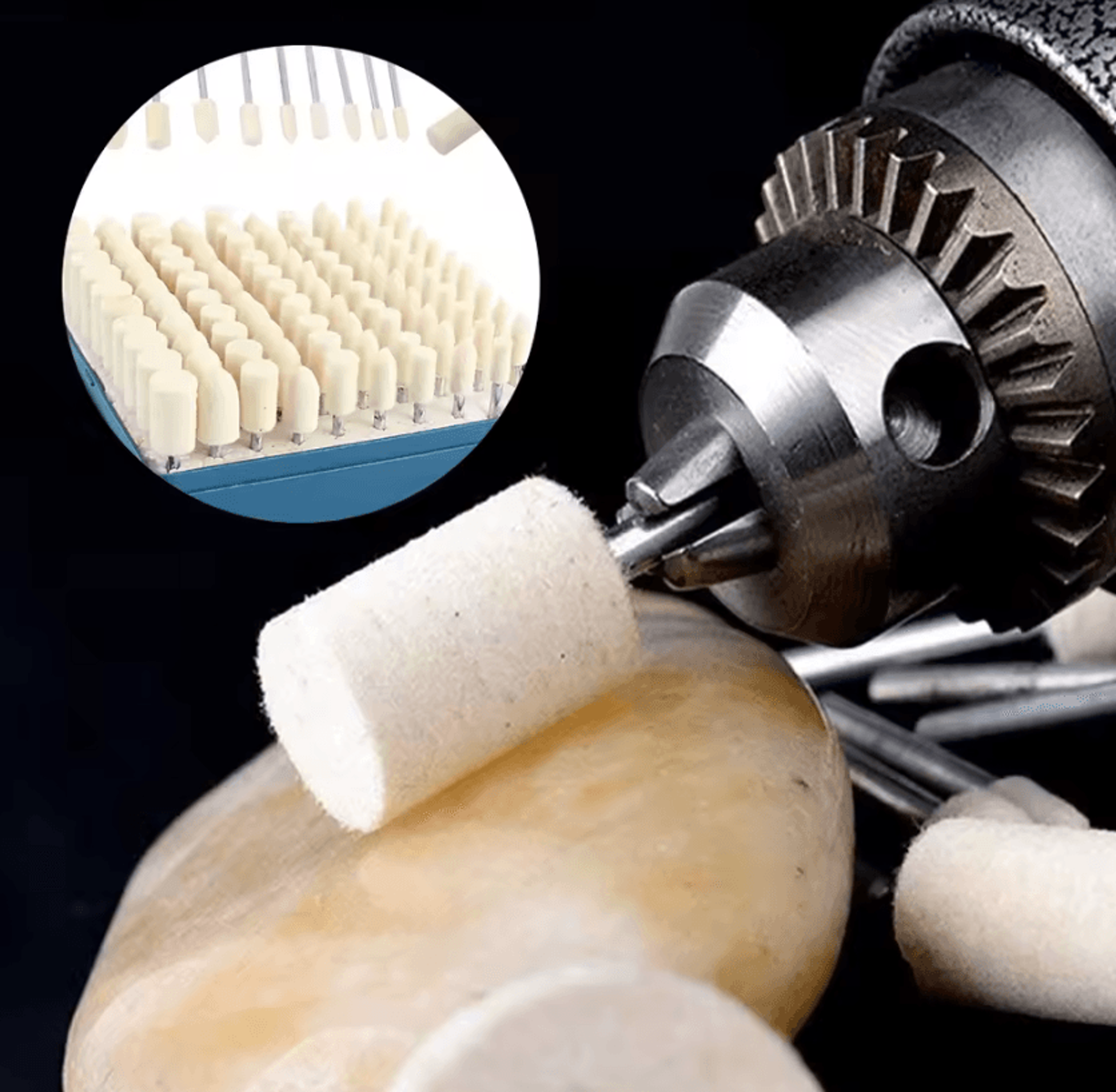 100-piece wool felt polishing wheel rotary tool buffing kit for dremel & rotary tools