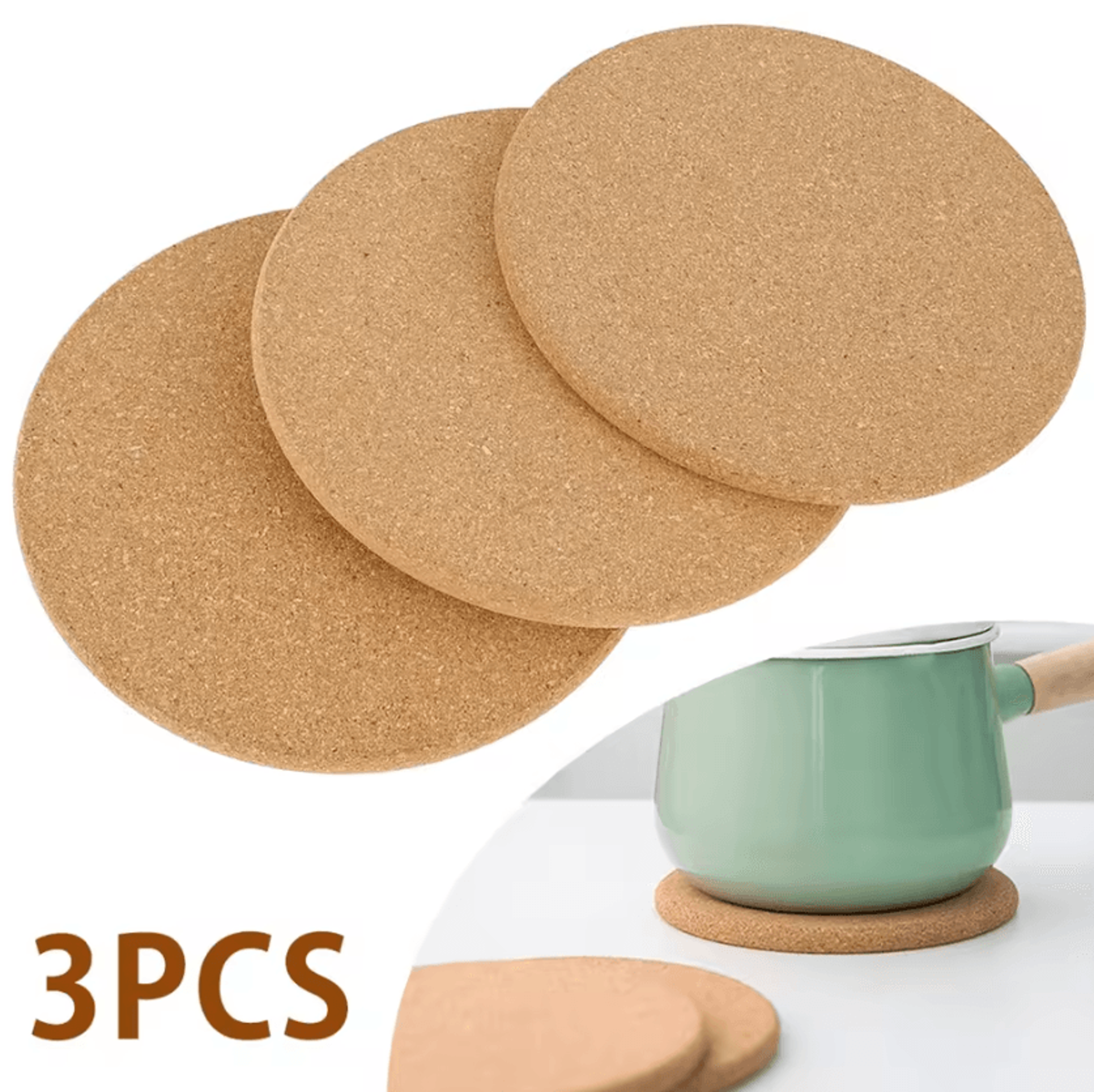 natural cork trivet mat heat resistant pot mat for pots, pans & table protection