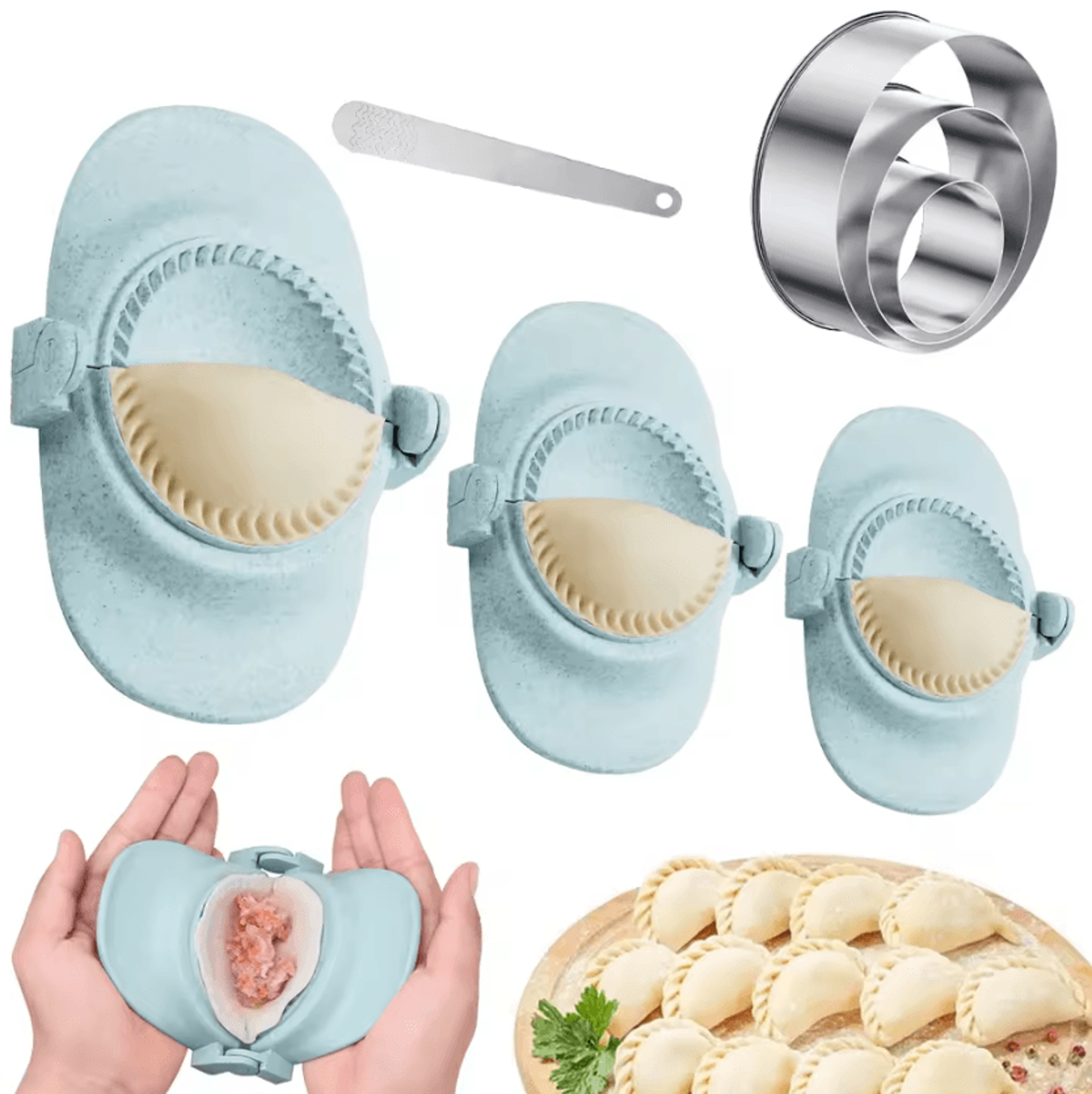 7-piece dumpling maker set stainless steel dumpling press with 3 sizes