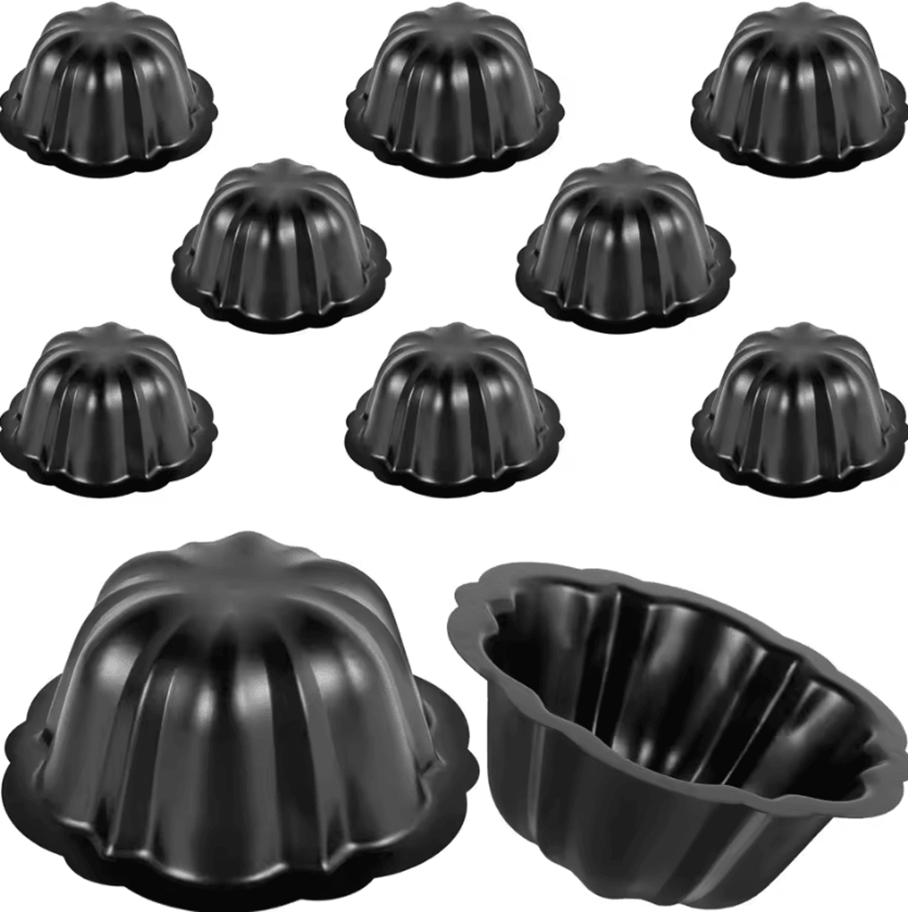 10-piece non-stick flower cake baking pan set – carbon steel mini cake molds for baking