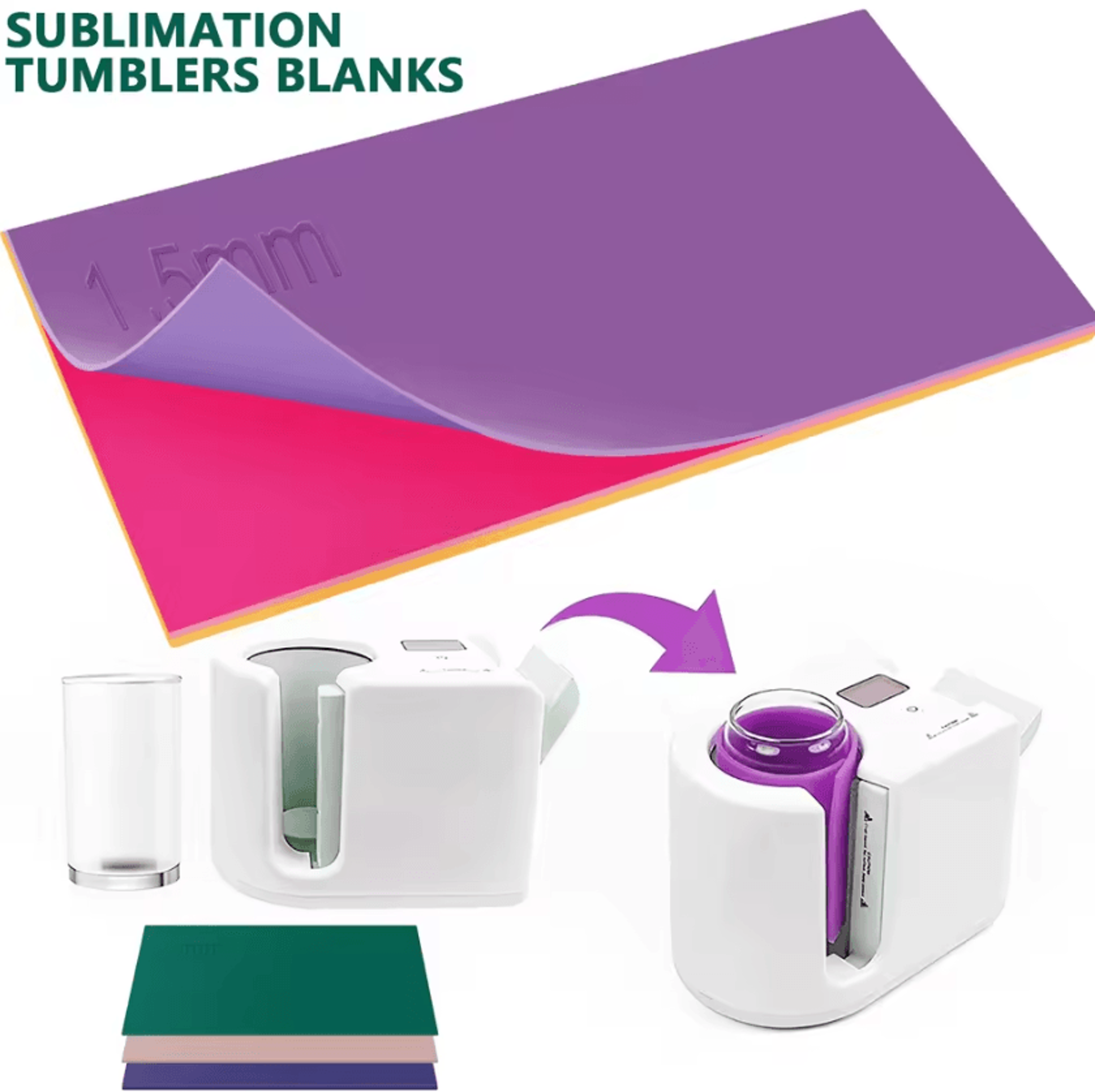 3-piece silicone sublimation tumbler wrap set – heat press mug wraps for 12oz, 16oz & 20oz tumblers