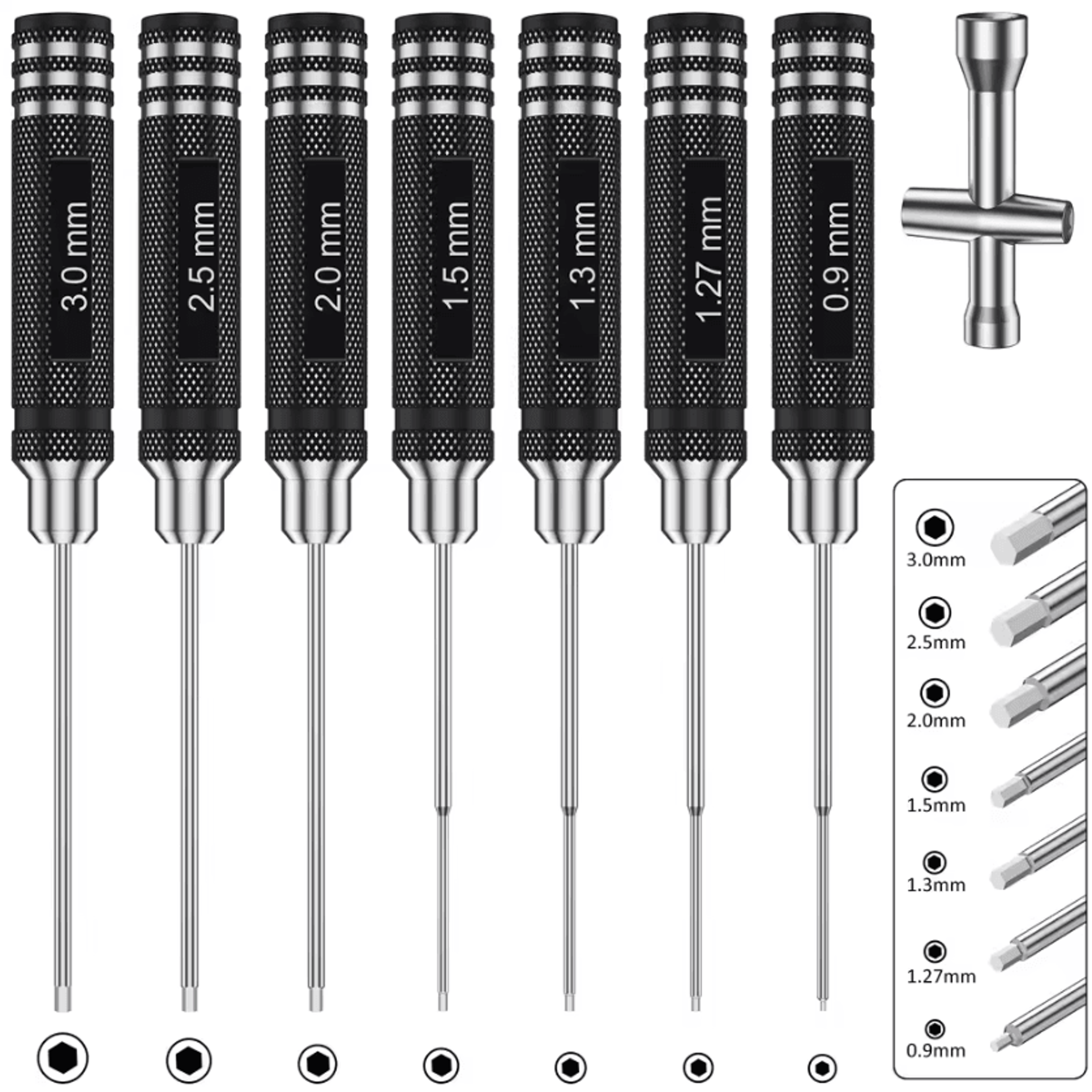 7-piece precision hex screwdriver set – metric rc hex drivers for cars, drones & model repairs