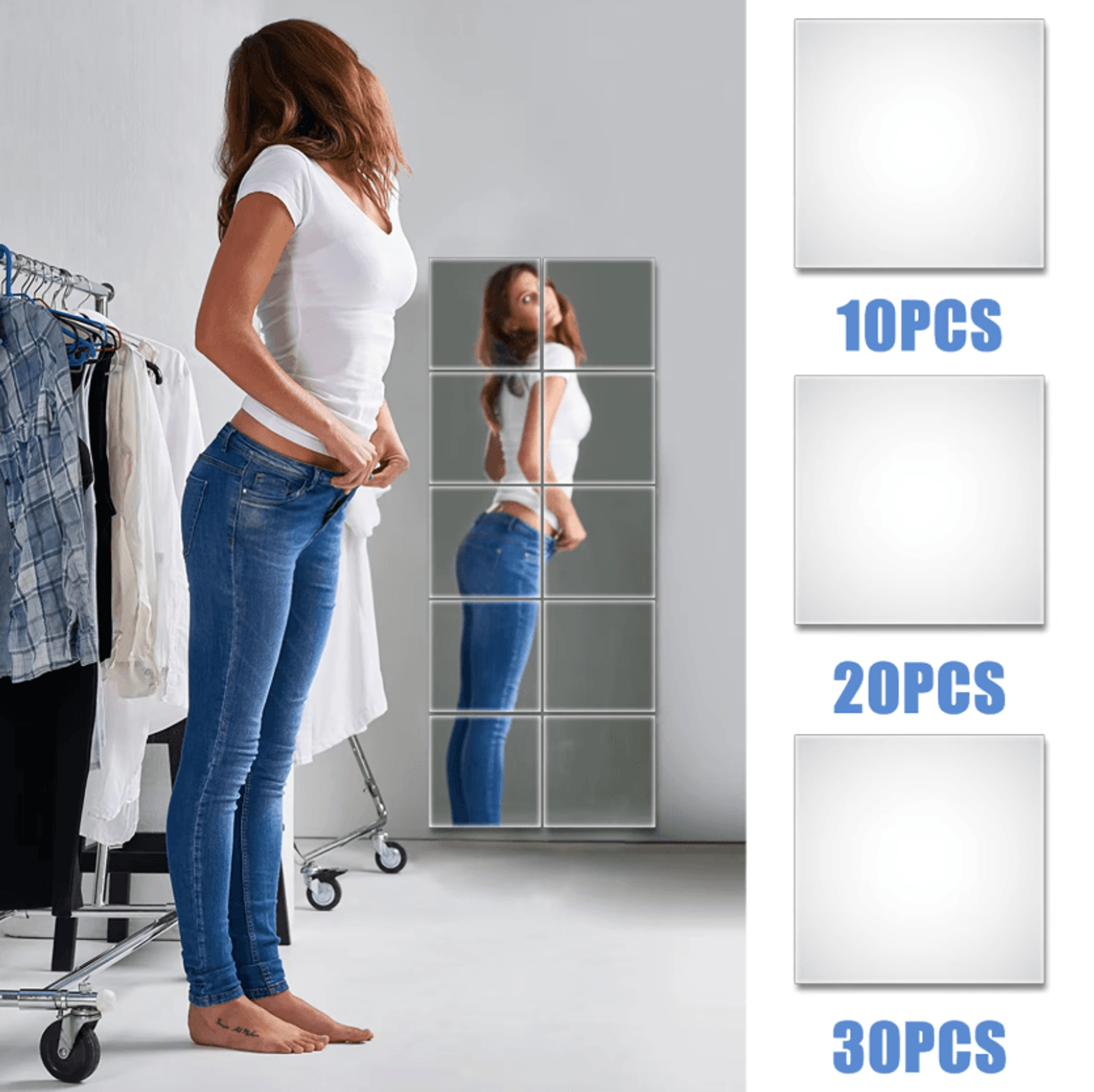 10/20/30-piece self-adhesive flexible mirror sheets – non-glass diy wall mirror stickers