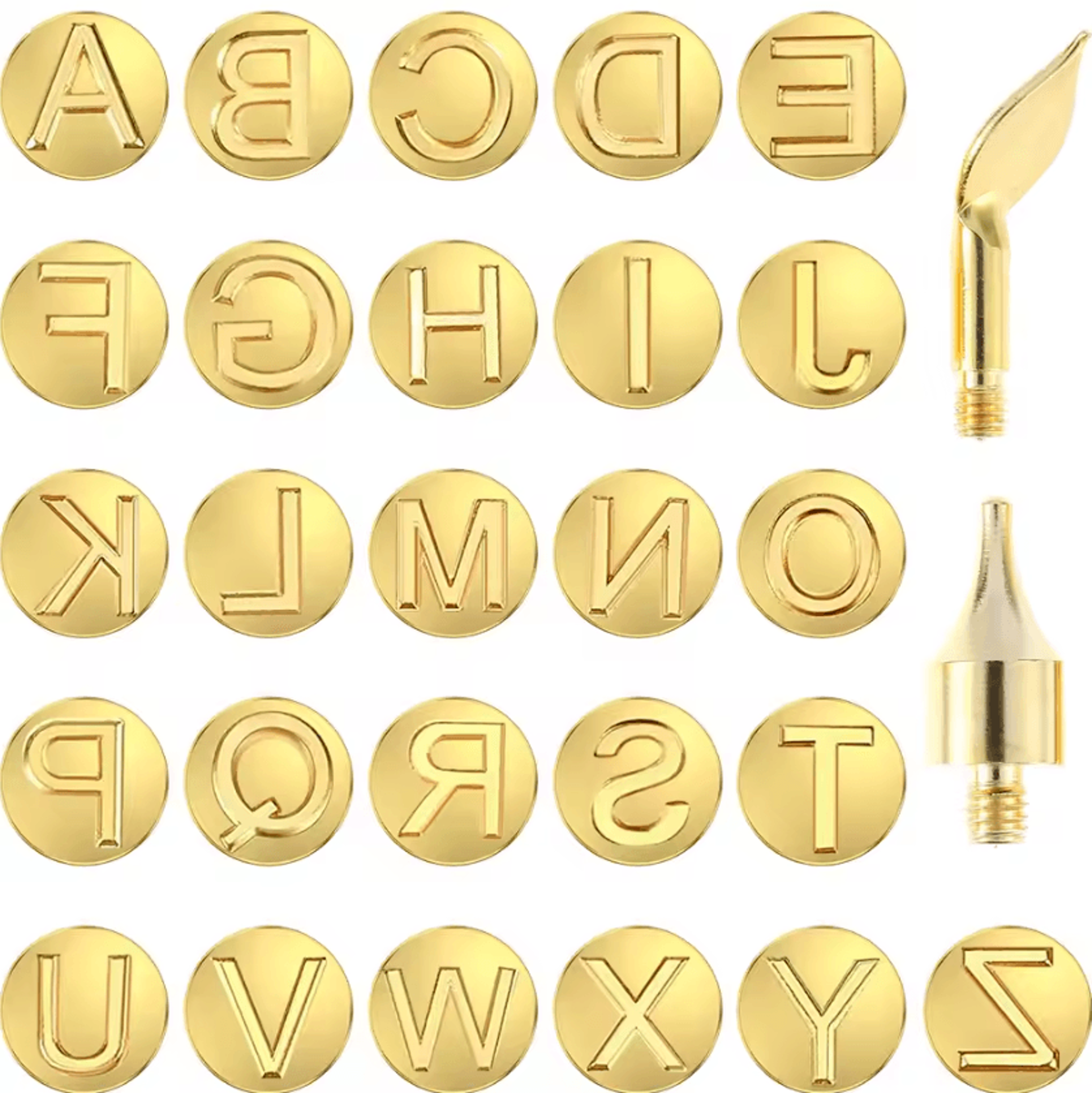 28-piece wood burning letter tip set – copper alphabet branding tips for pyrography & personalization