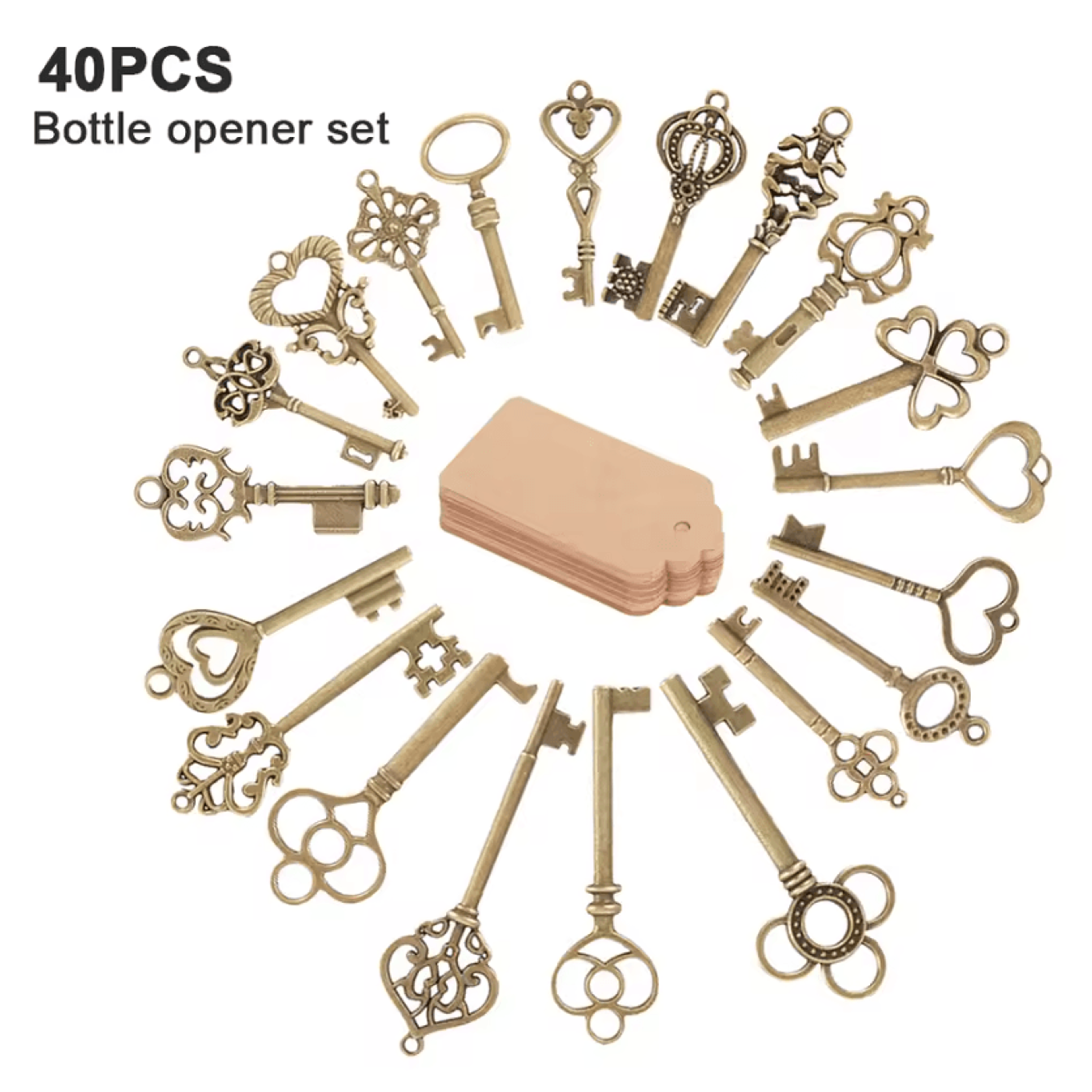 40-piece vintage skeleton key bottle opener set – personalized wedding favors with thank you cards