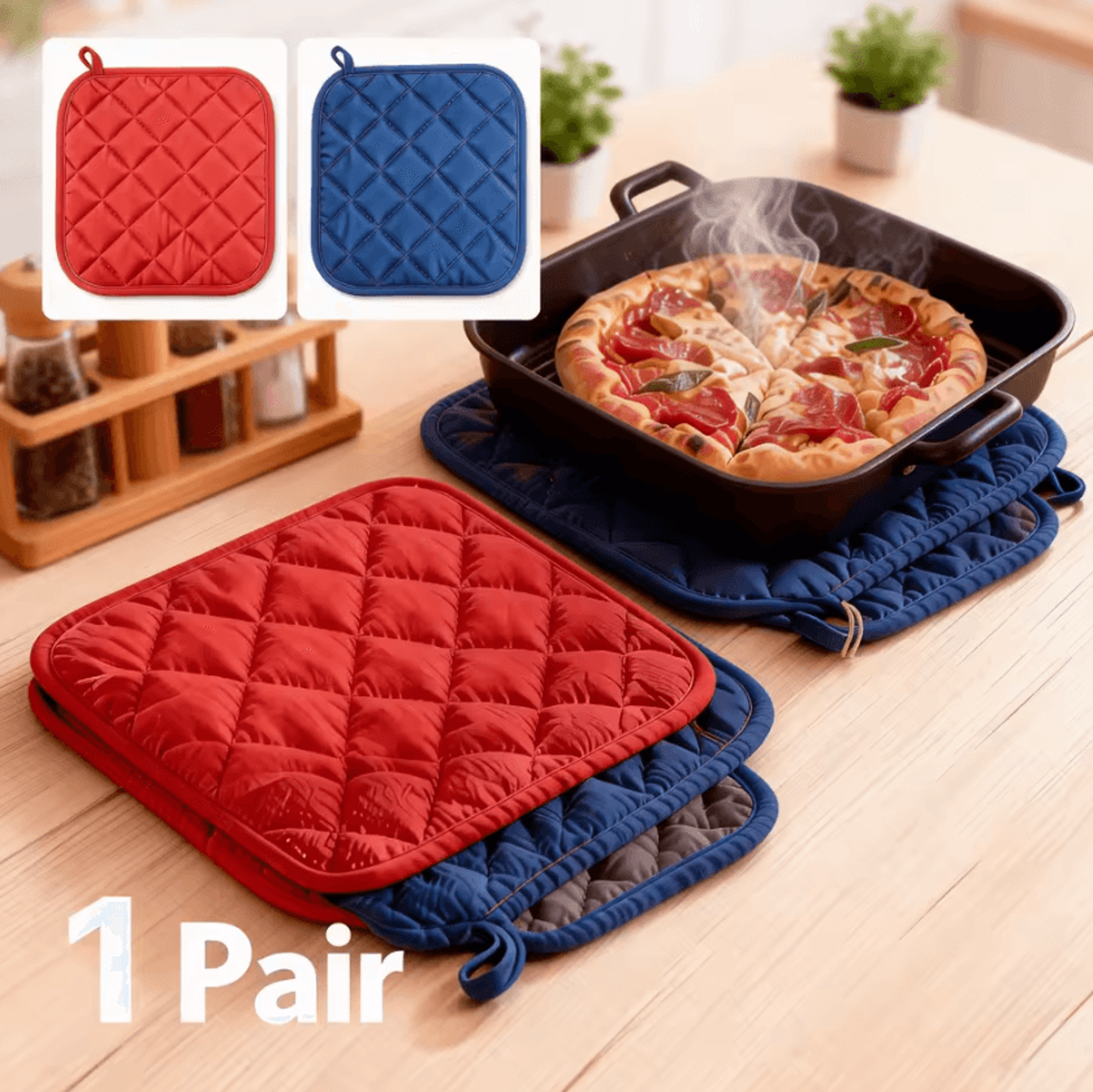 3-piece heat-resistant cotton pot holder set – non-slip hot pads & kitchen trivets