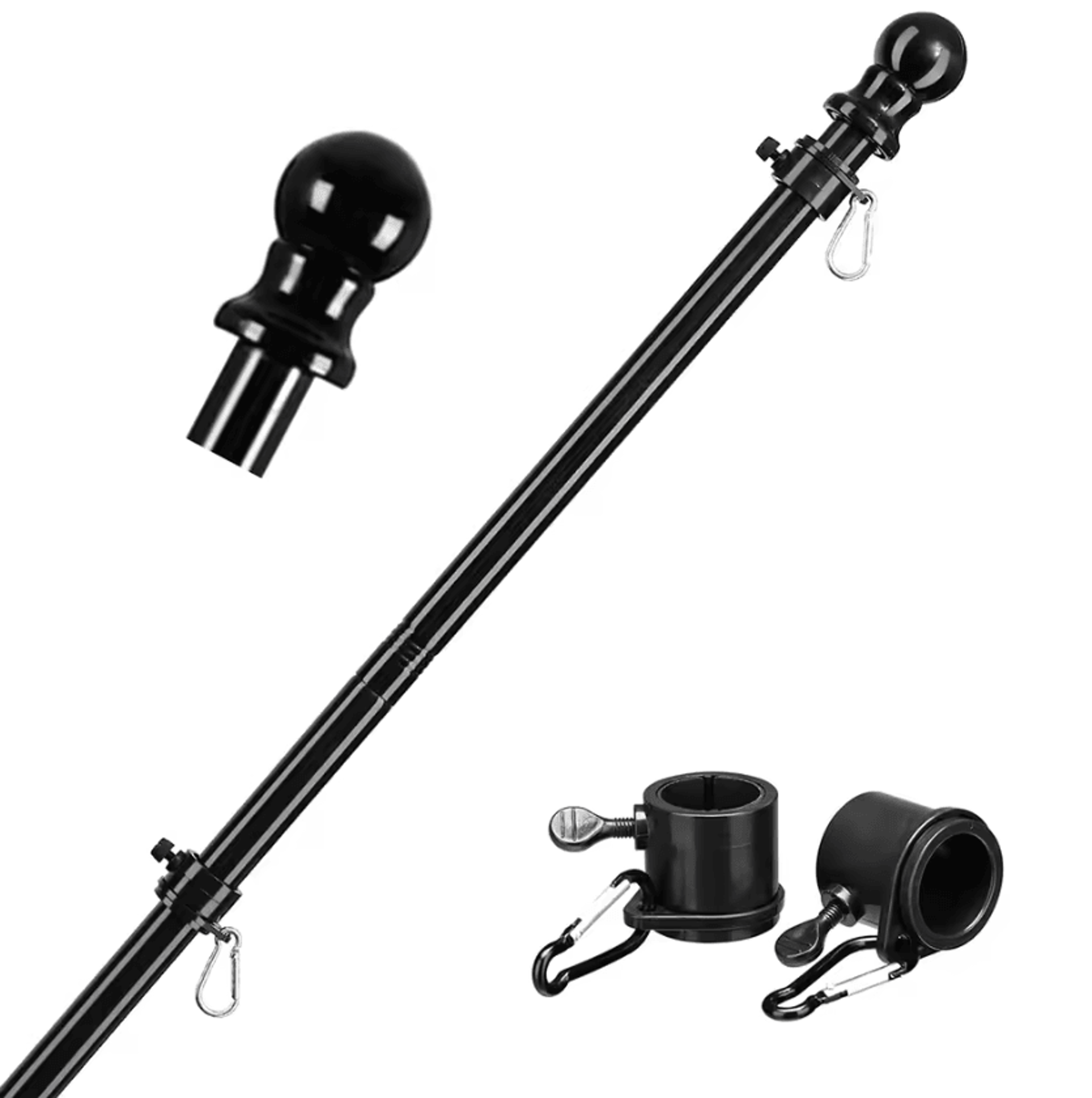 1.8m stainless steel telescopic flag pole – 360° tangle-free wall mount flag pole kit