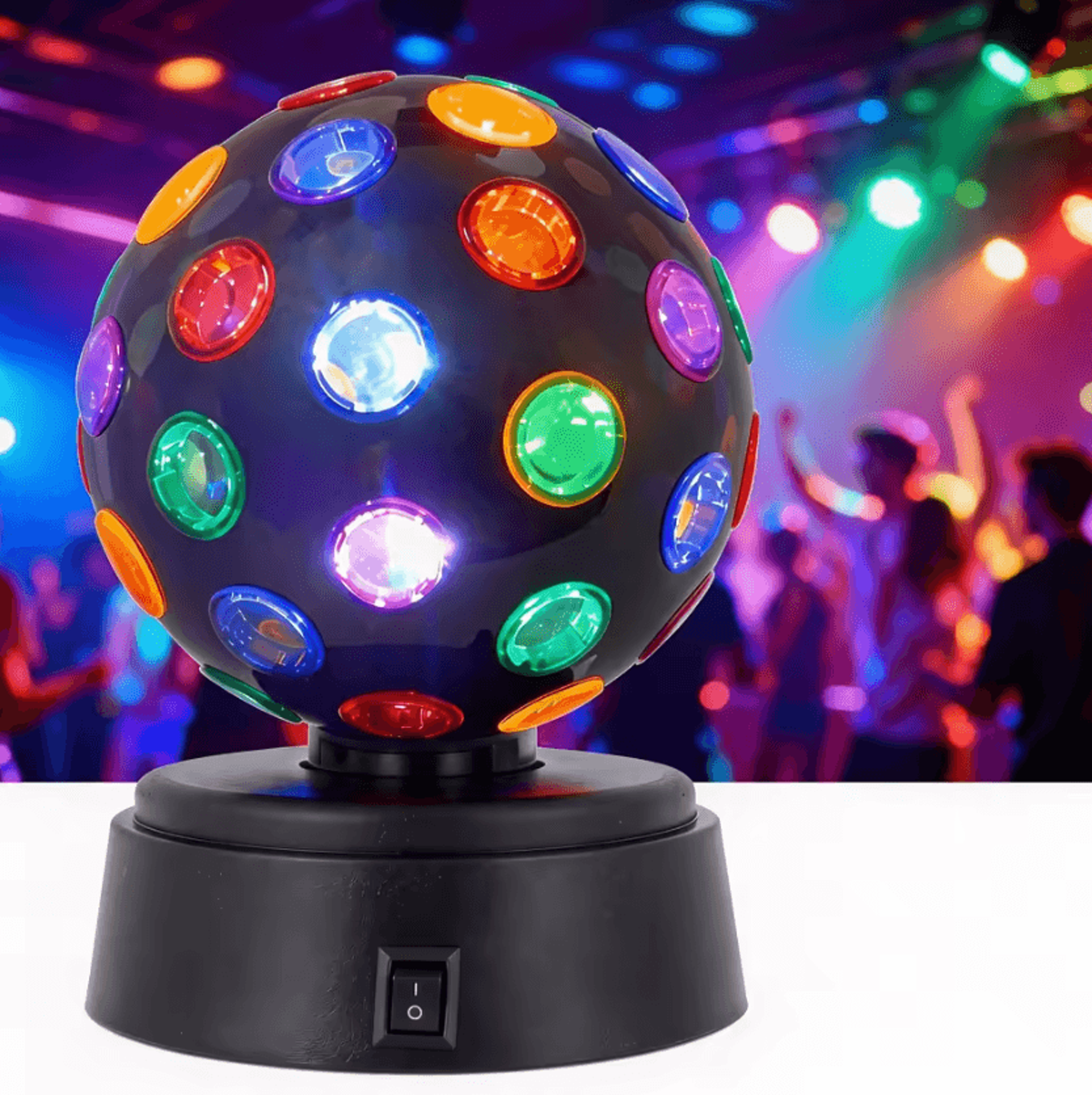 battery-powered rgb mini disco ball light – portable led stage party light with flashing effects