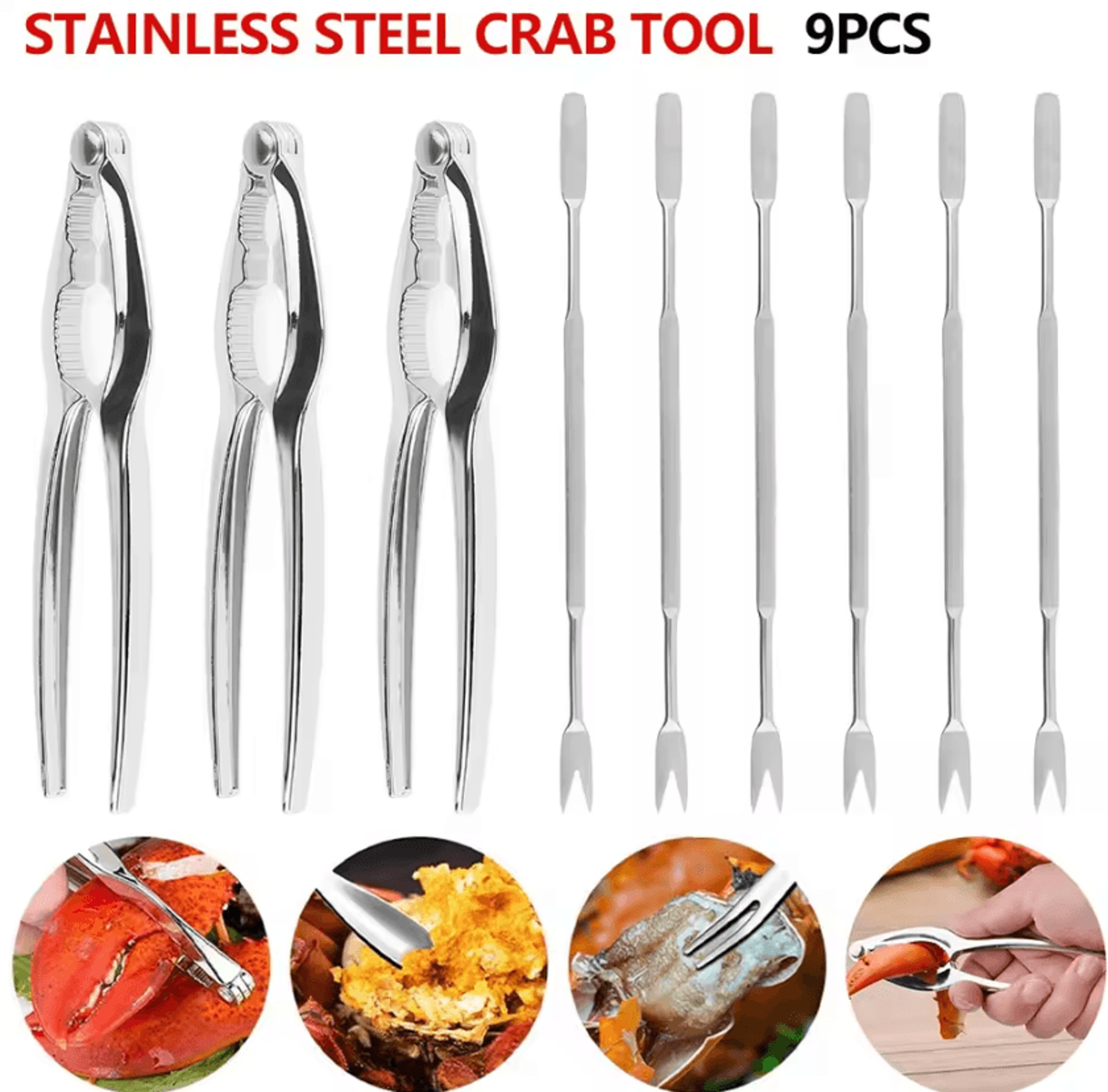 premium seafood tools set with lobster crackers, crab leg sheller & stainless steel seafood forks