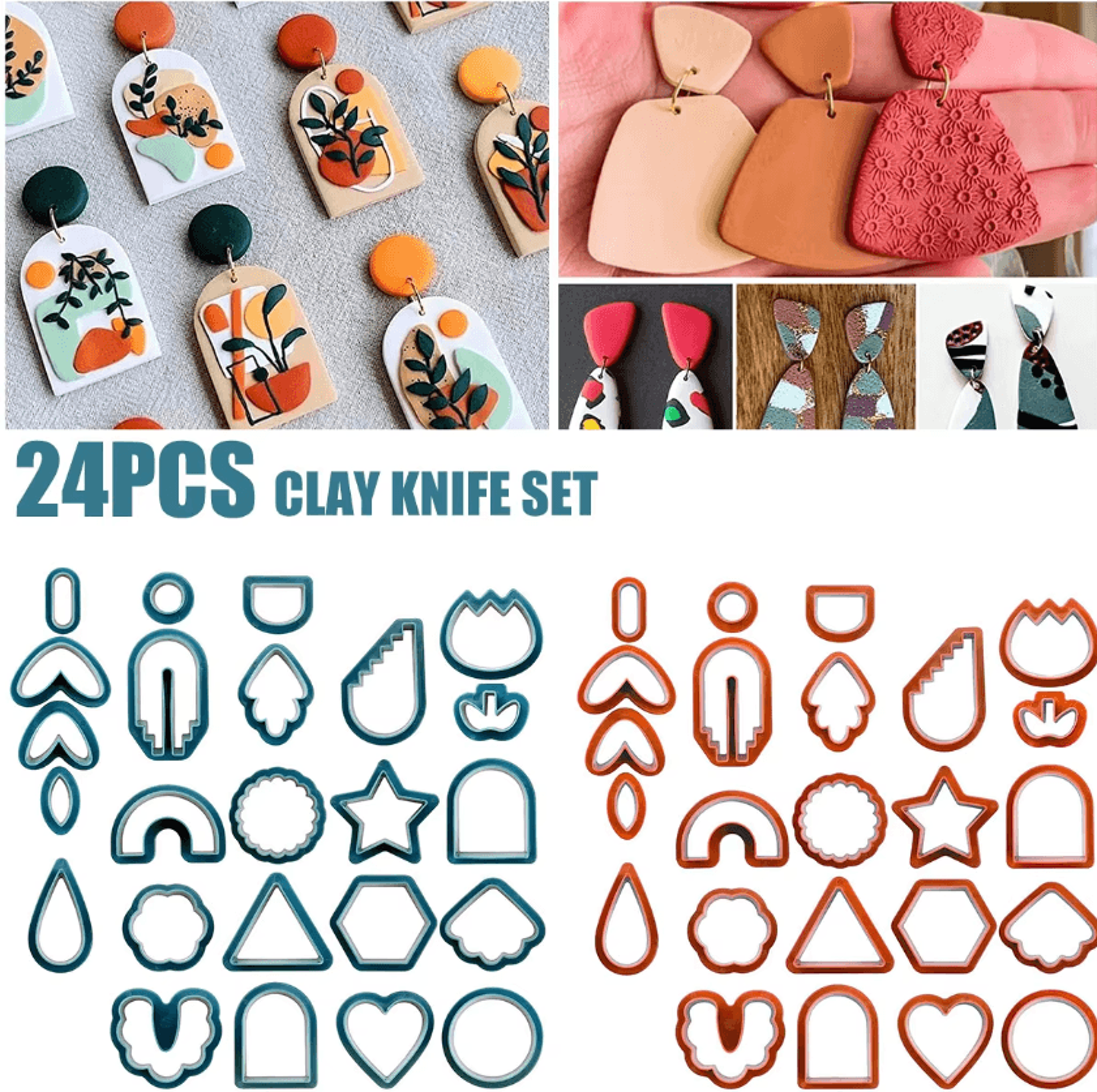 professional clay earring cutters set geometric polymer clay cutters for diy jewelry making