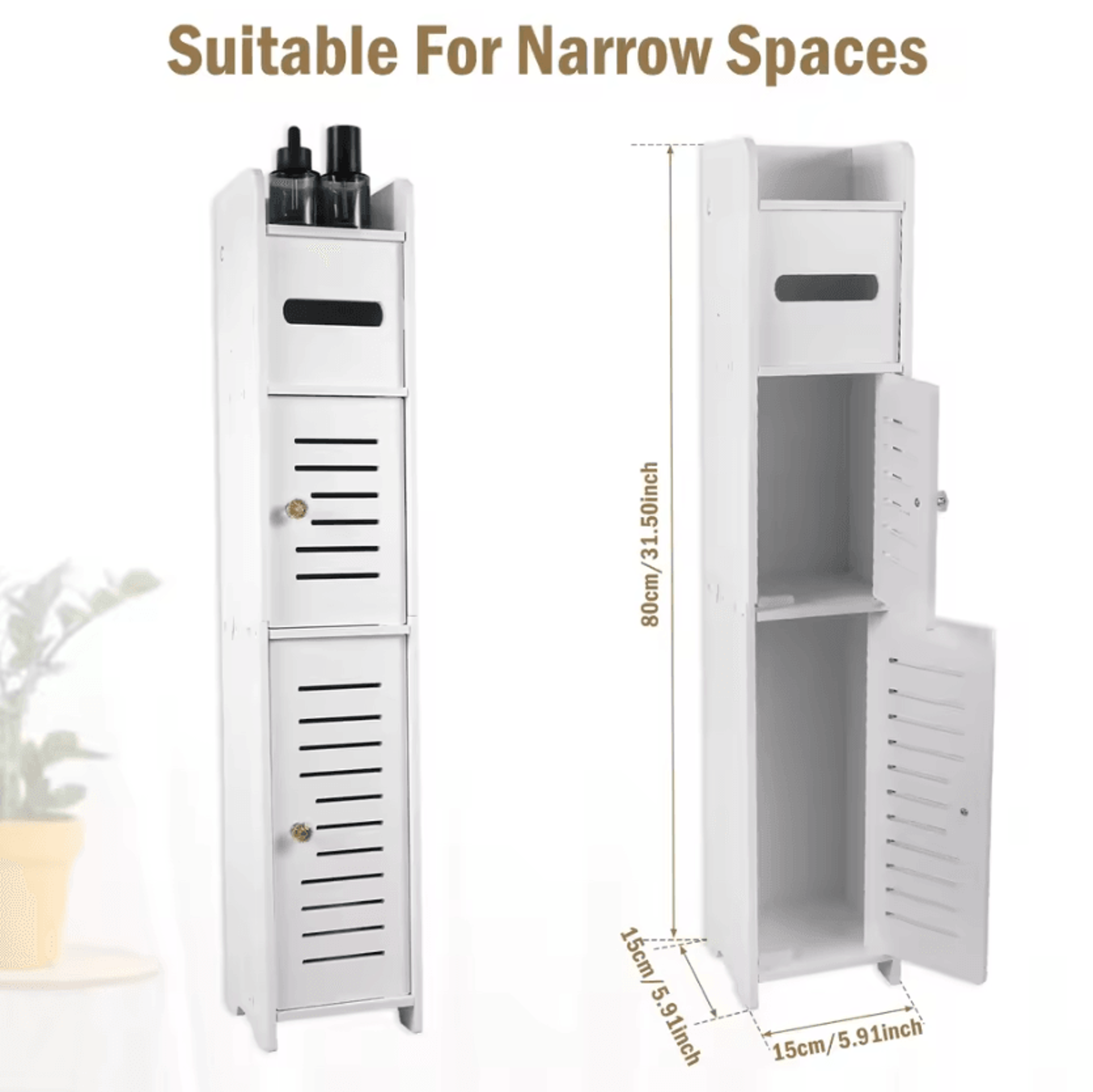 slim bathroom storage cabinet 3-tier freestanding toilet paper & bathroom organizer