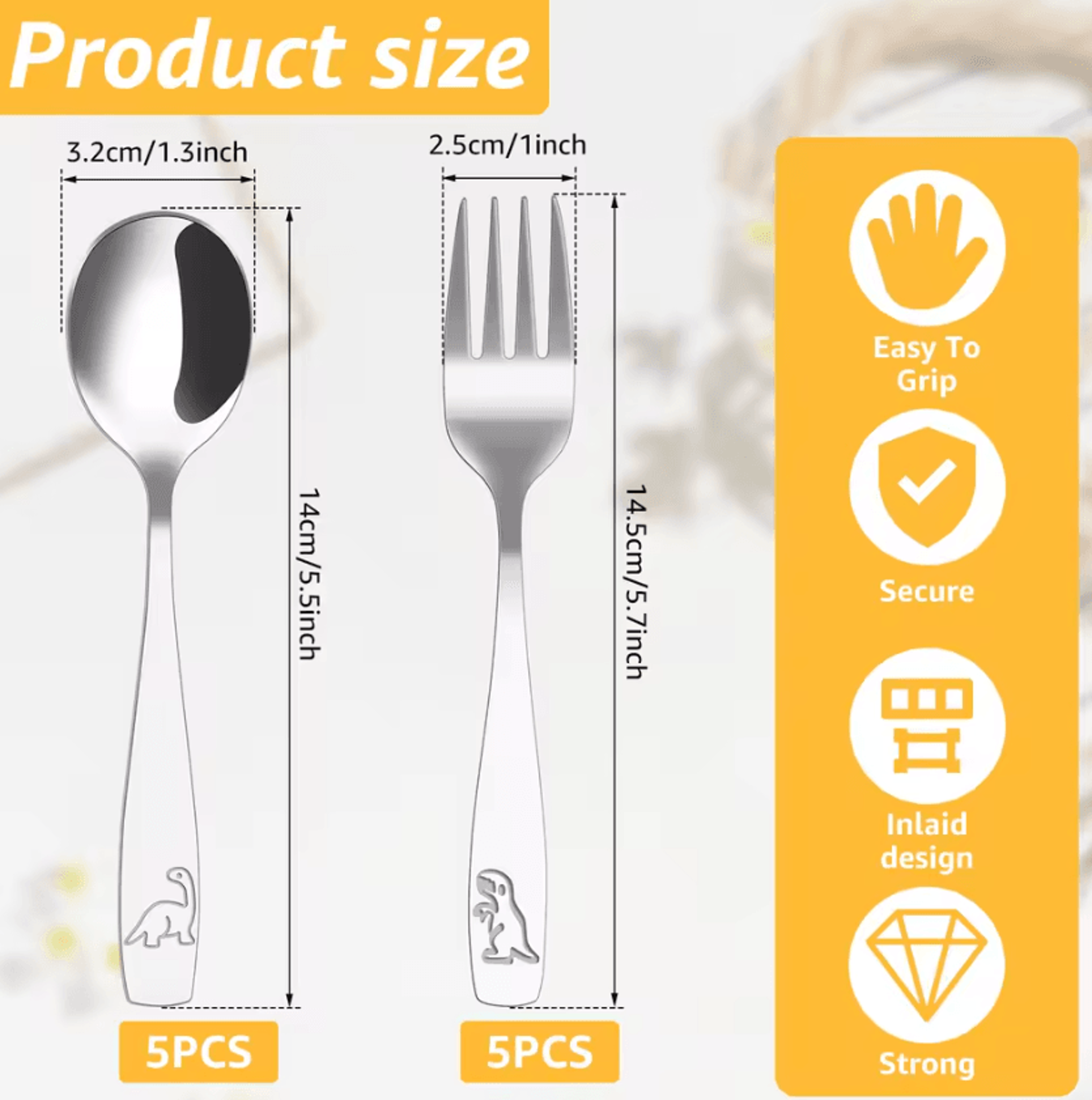 stainless steel toddler silverware set kids spoon & fork utensil set 10/20 pieces