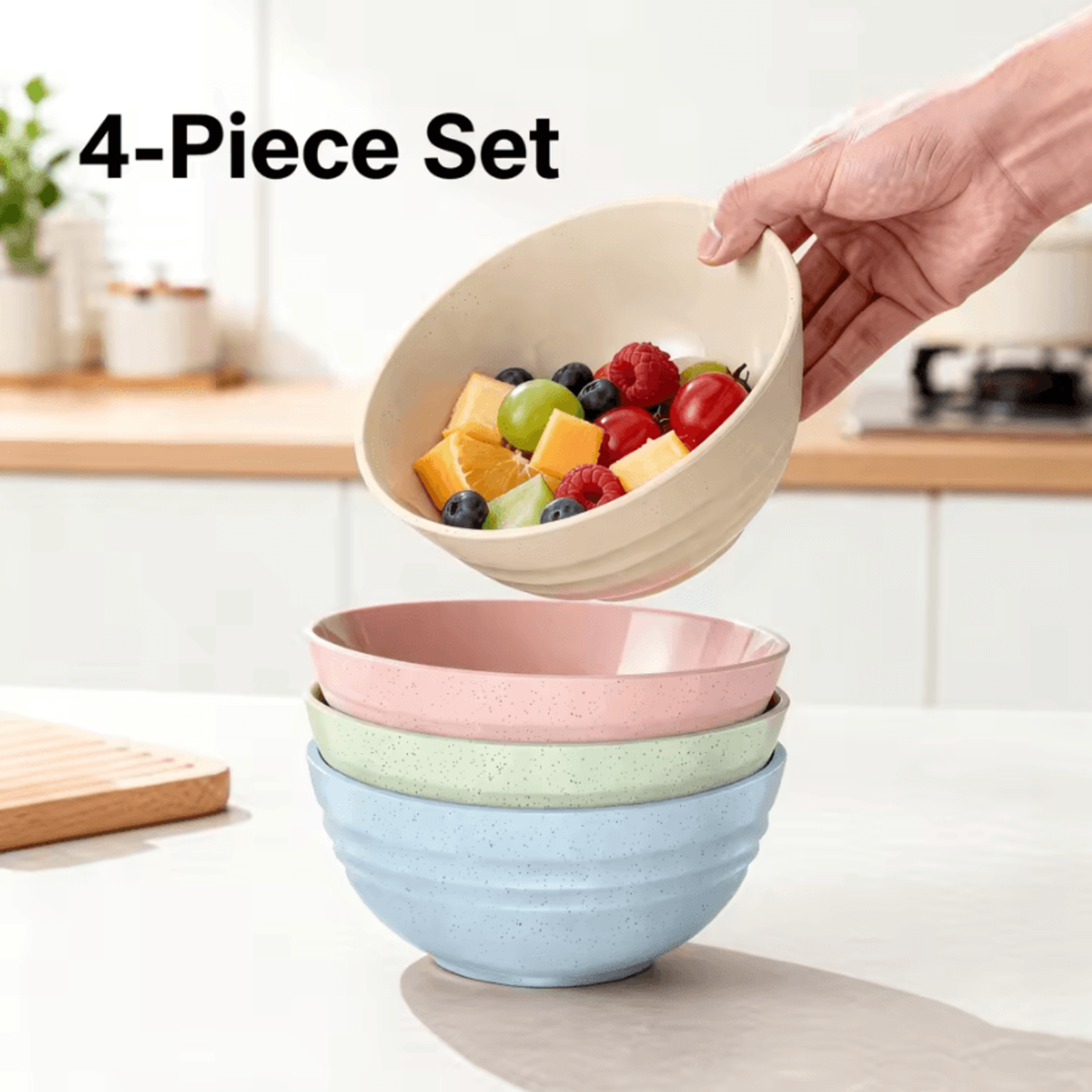 unbreakable cereal bowl set 4-piece microwave & dishwasher safe soup and salad bowls