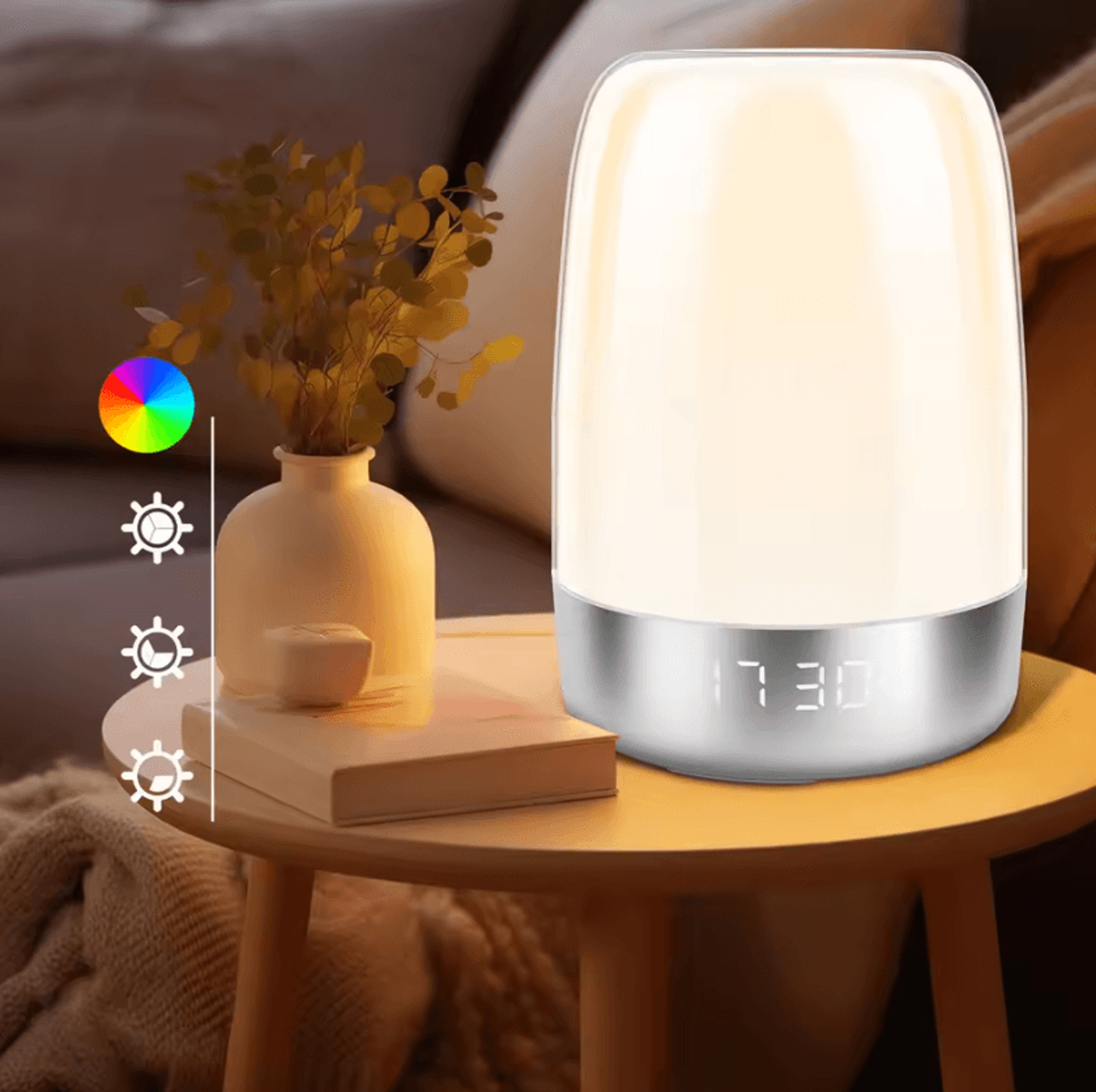 smart sunrise alarm clock with adjustable wake-up light, night light & dimmable lamp
