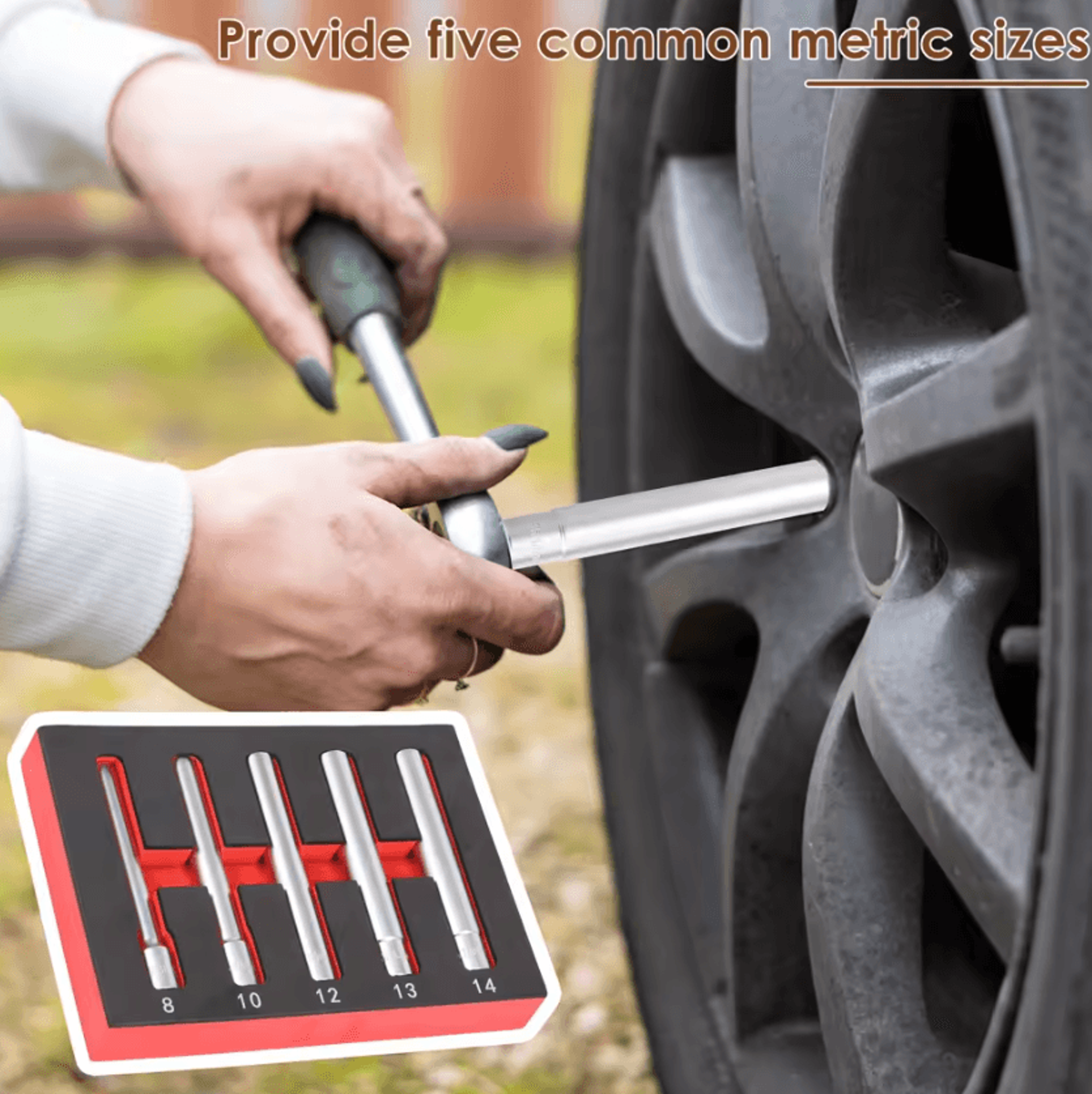 3/8 inch drive crv socket set with short and deep 6 point sockets and ratchet adapter