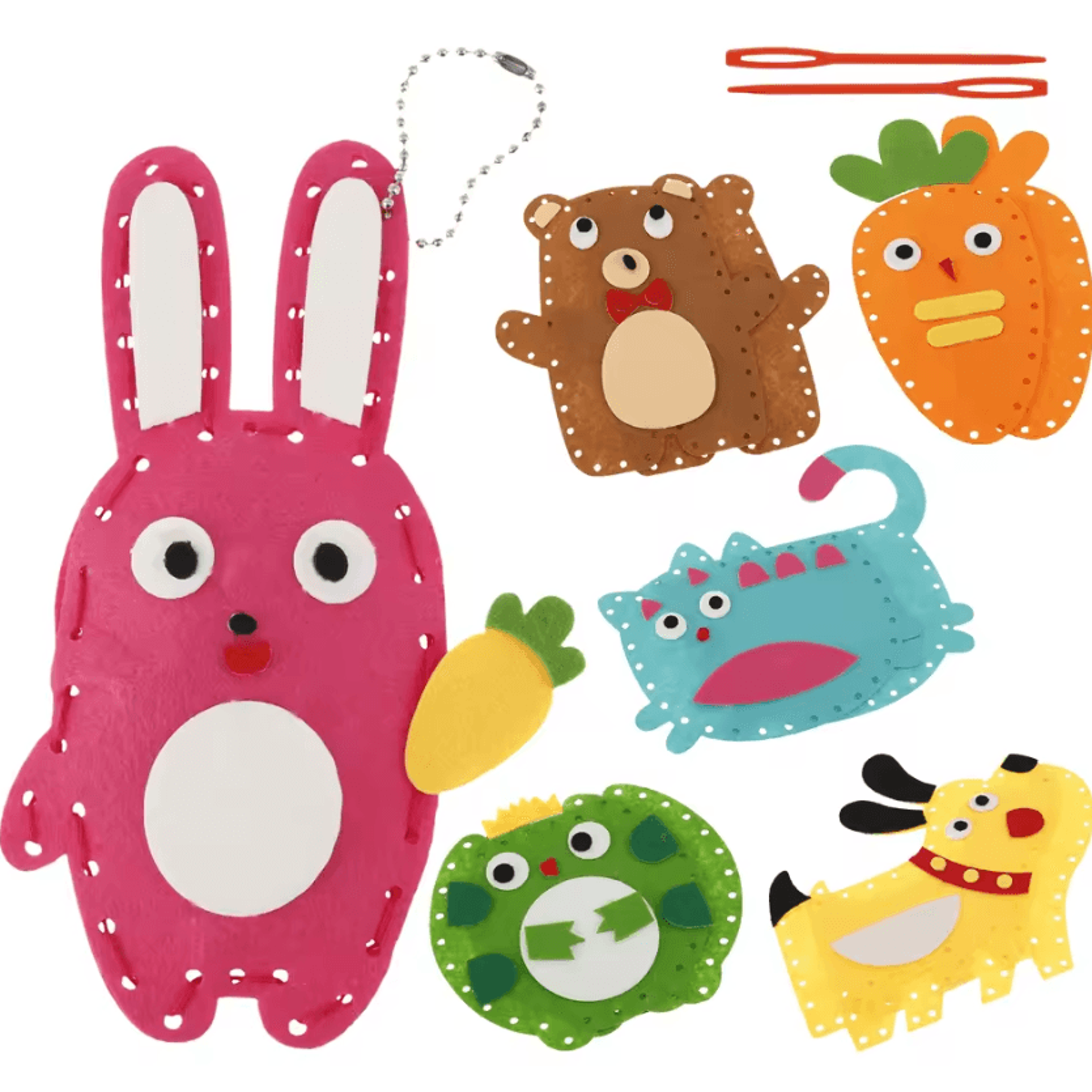 cute animal kids sewing kit diy felt craft set for beginners with plush doll projects