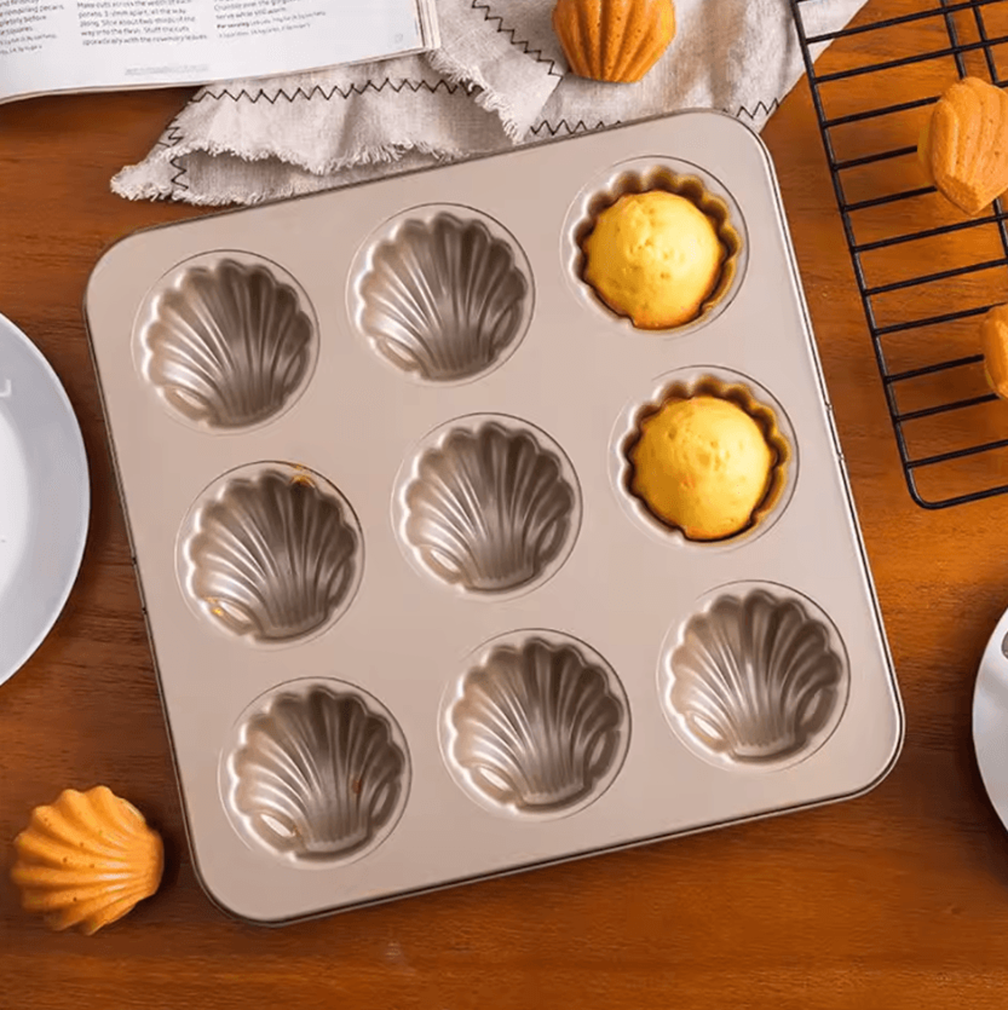 9 cavity madeleine baking pan non stick carbon steel shell cake mold