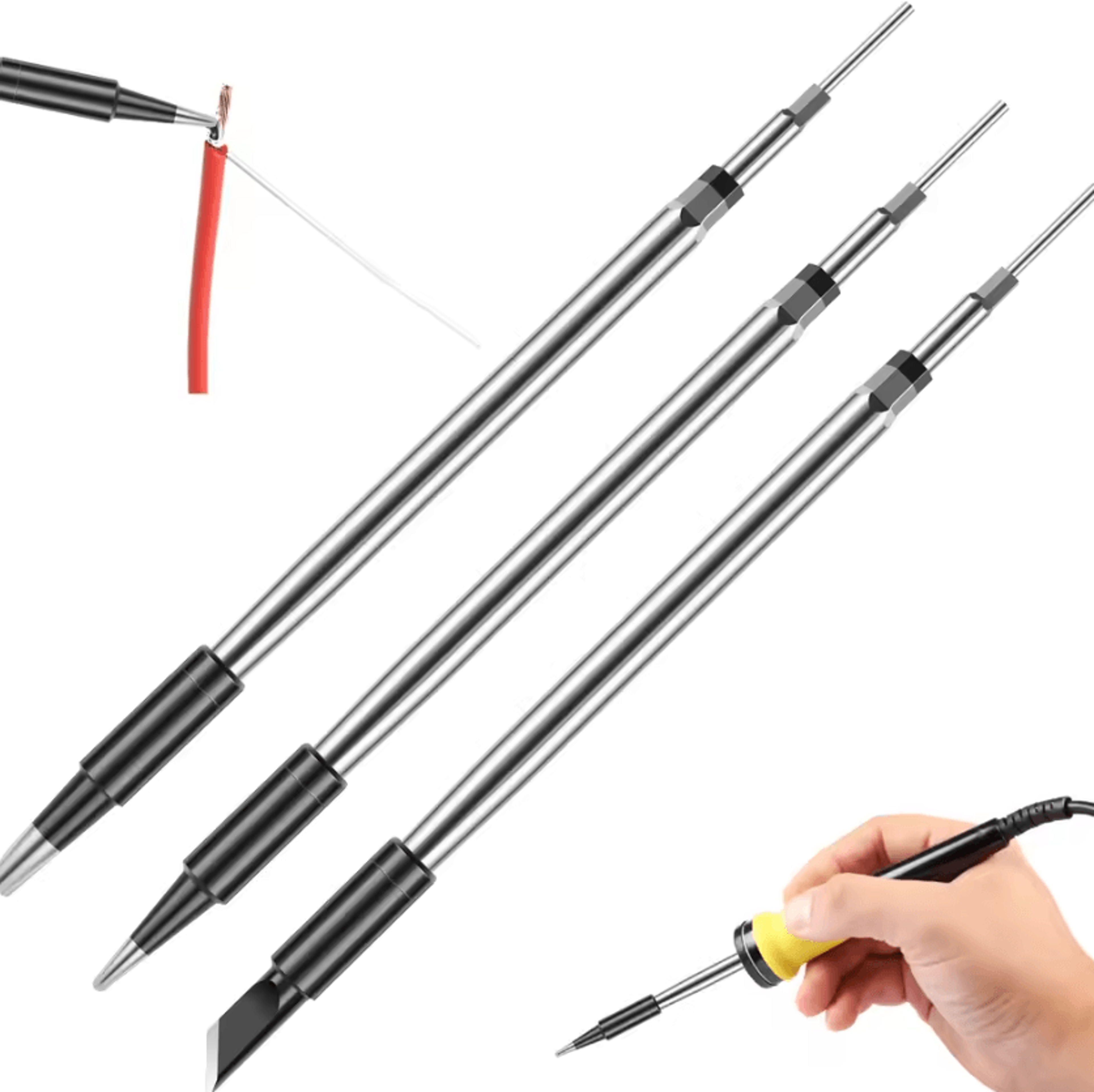 3 piece c210 soldering iron tip set quick heating replacement tips for precision soldering