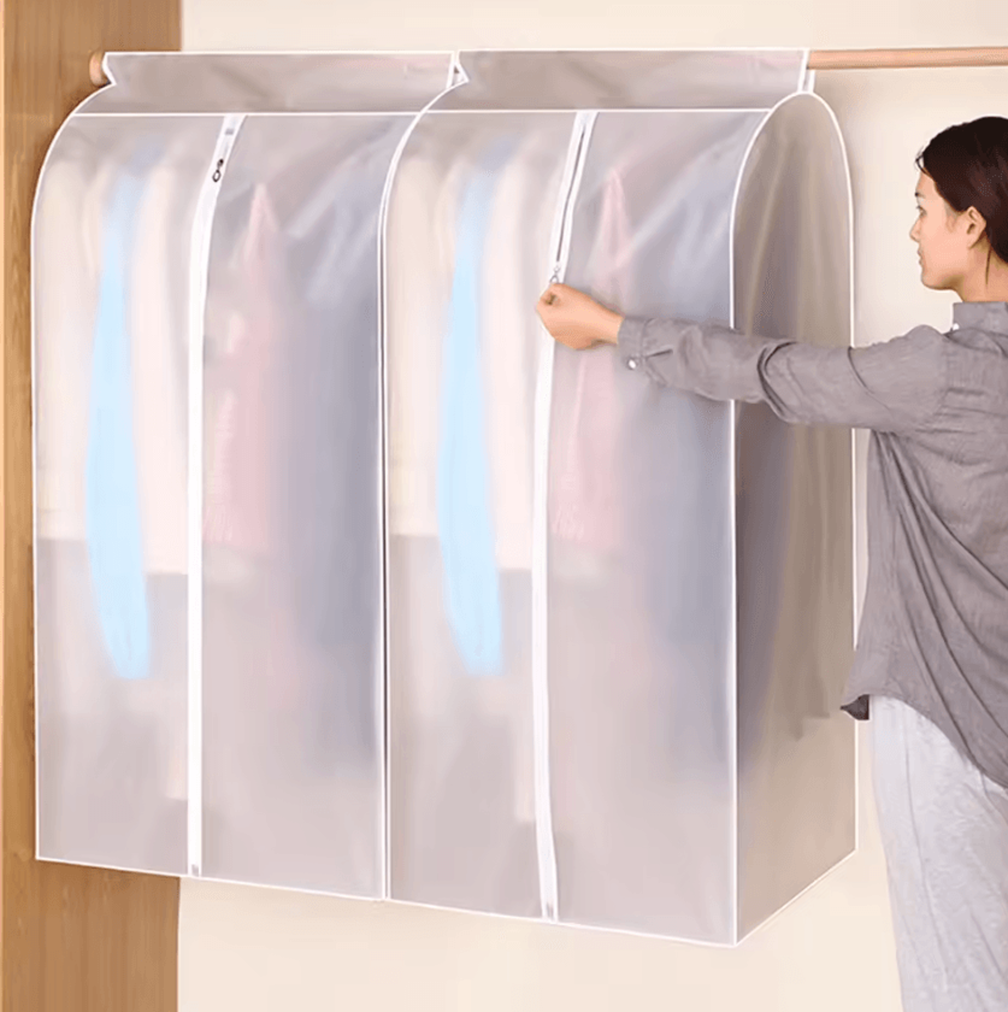 hanging garment dust cover breathable clothes storage bag for suits dresses and coats