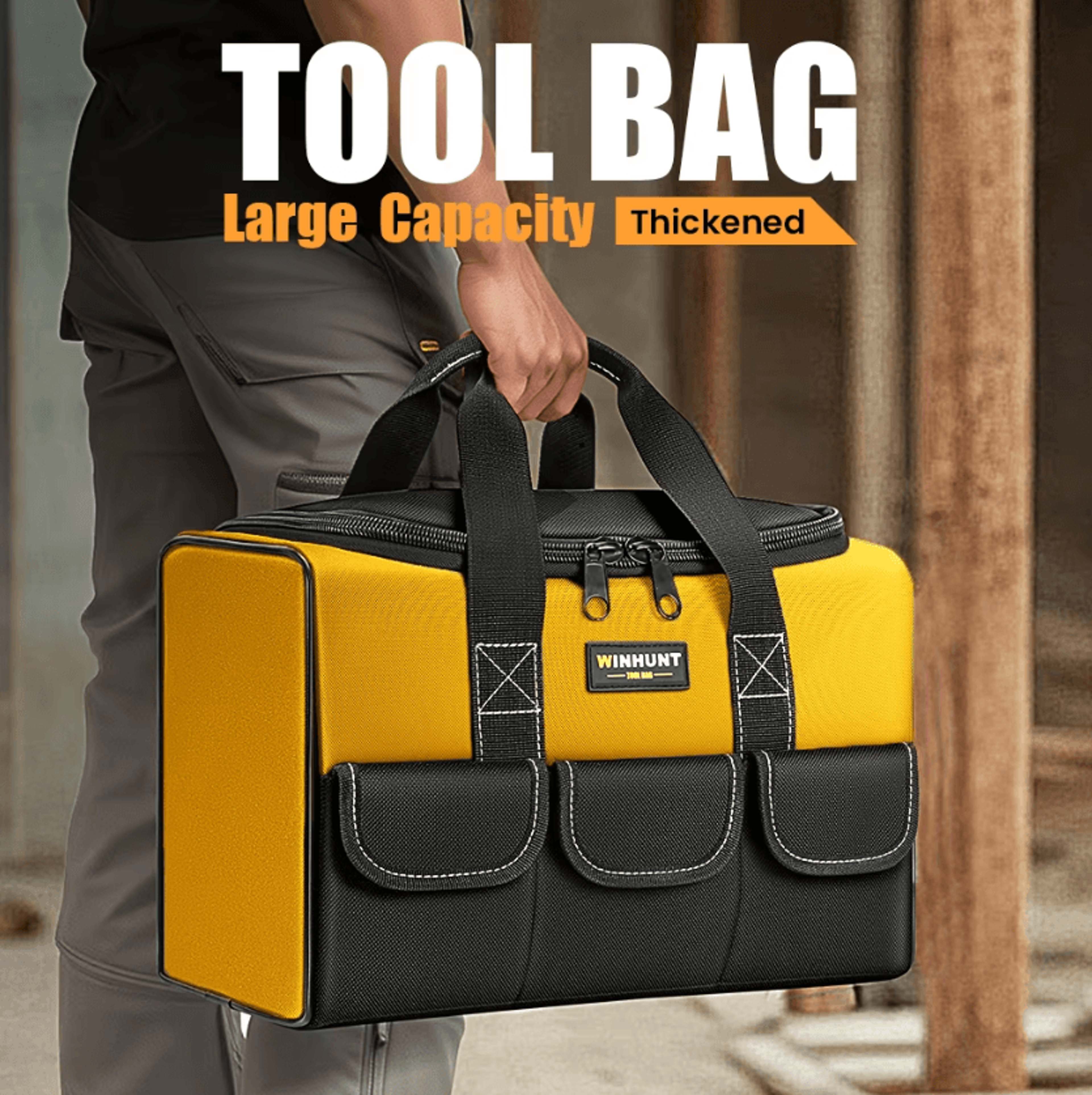 17 inch large tool bag with 6 exterior pockets heavy duty electrician tool organizer
