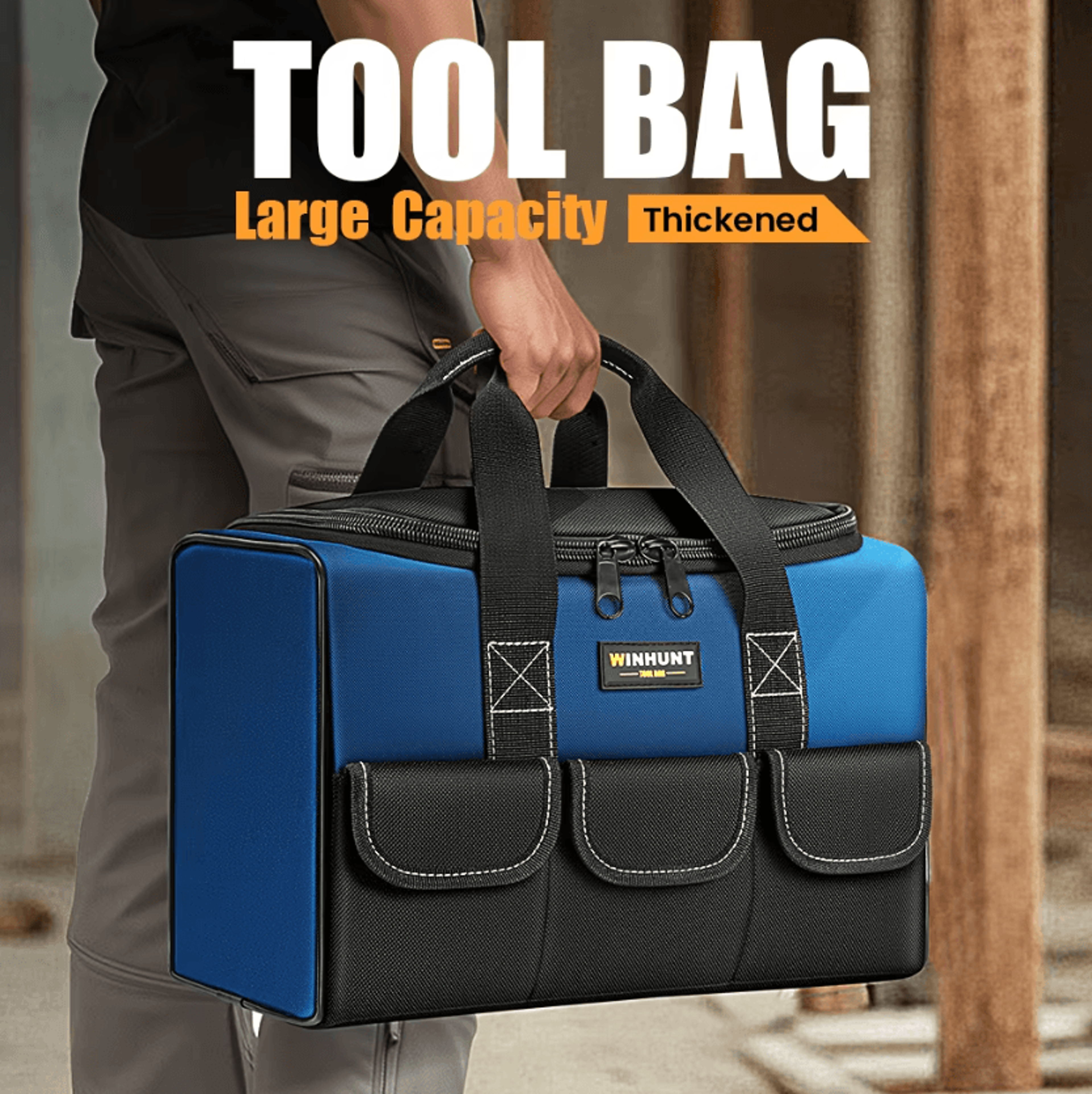 heavy duty wide mouth canvas tool bag for electricians and contractors